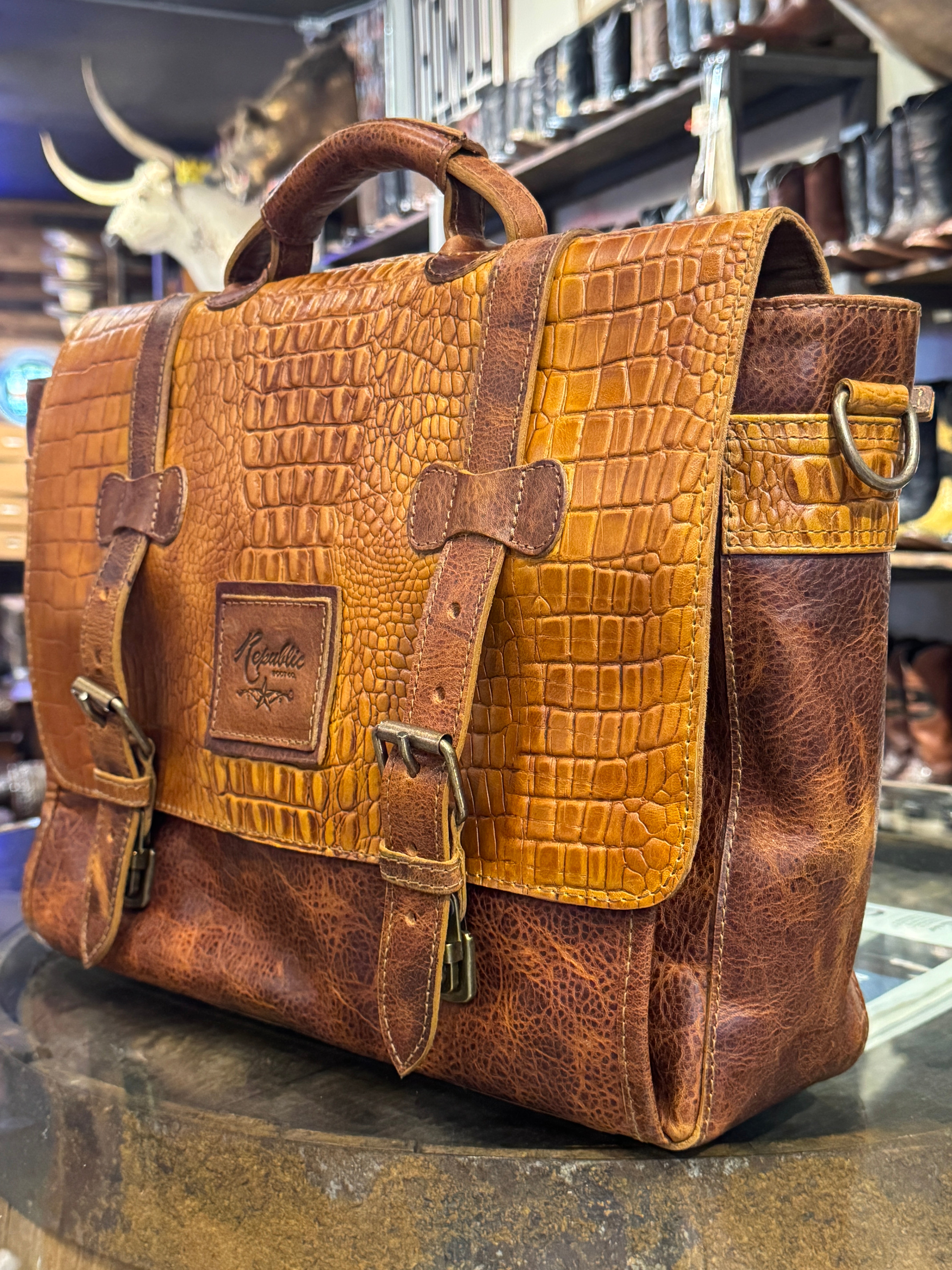'Professional But Deadly' Briefcase - Cognac Gator