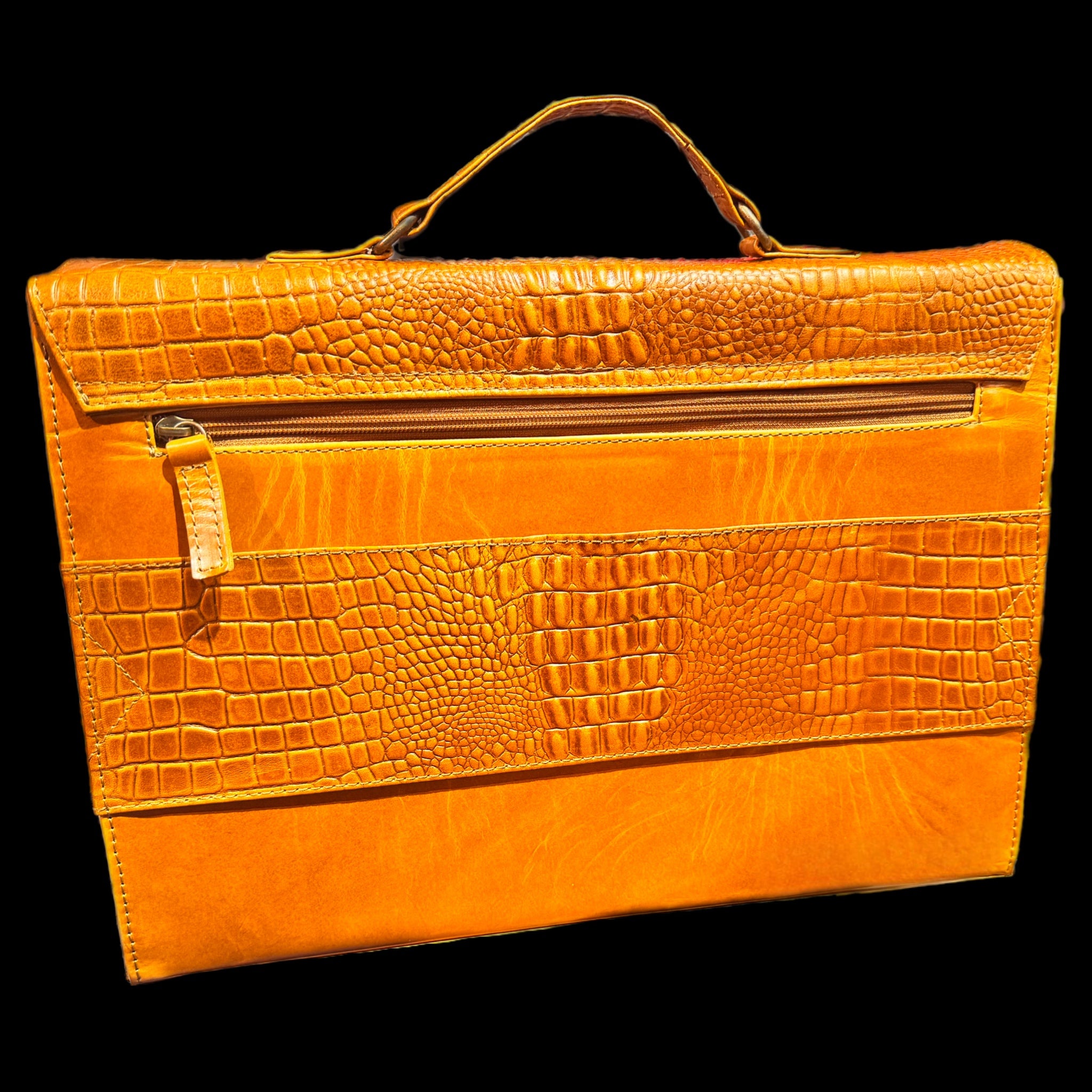 Texas Executive Briefcase - Cognac Embossed Croc