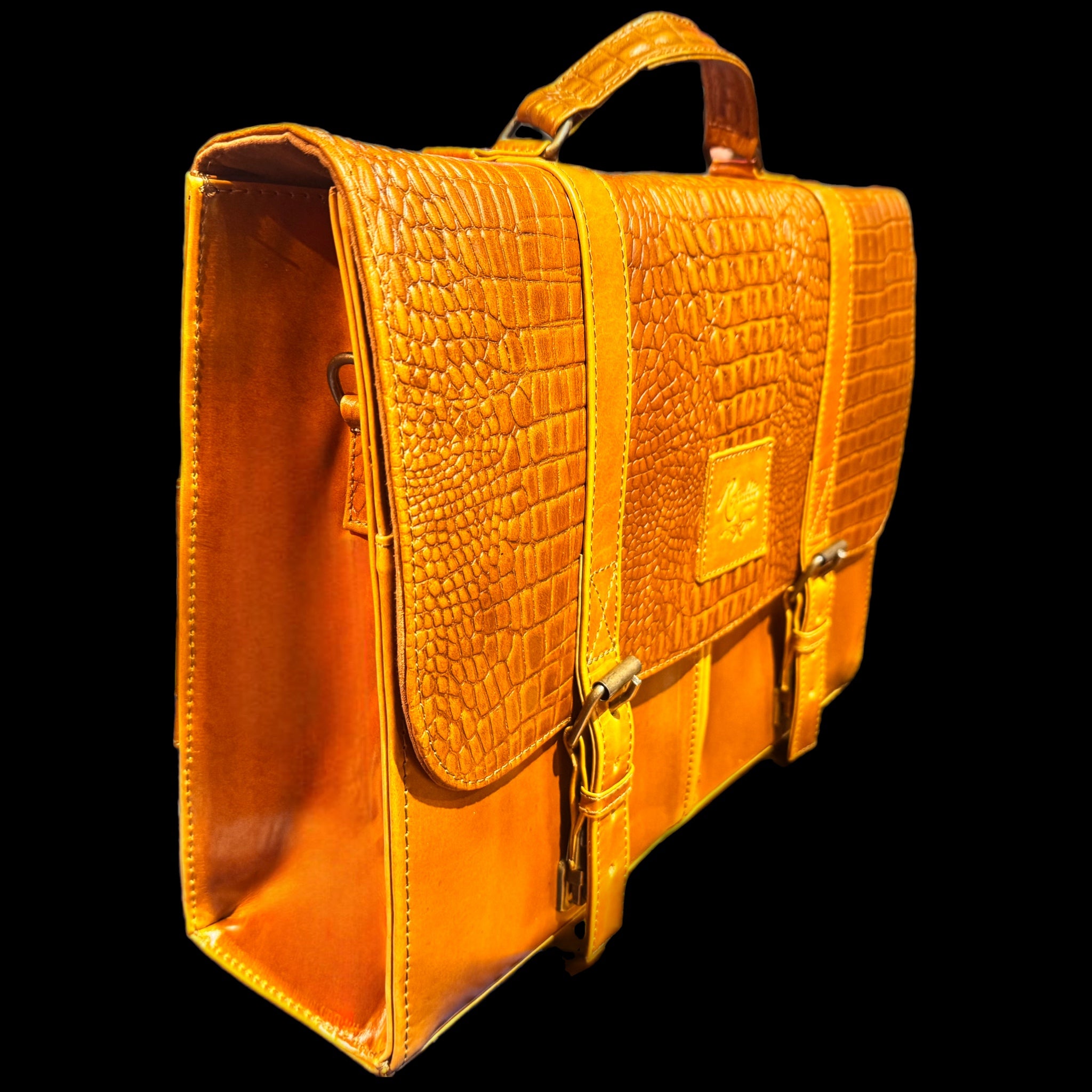 Texas Executive Briefcase - Cognac Embossed Croc