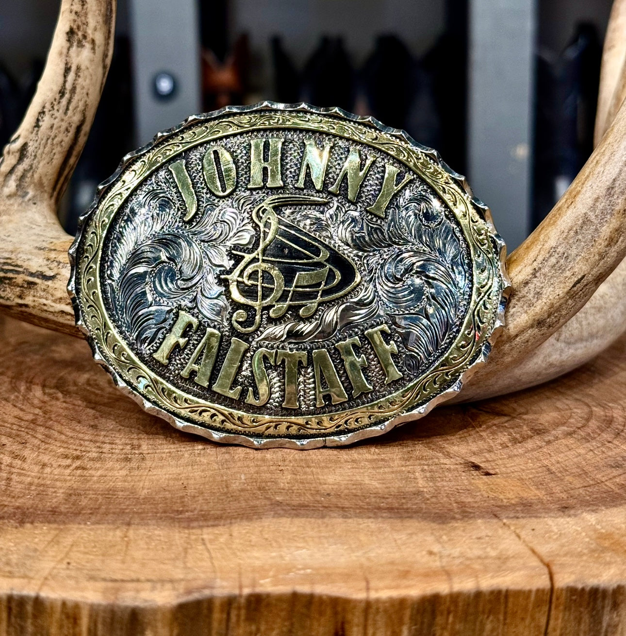 Custom Oval Trophy Buckle - Solid Silver