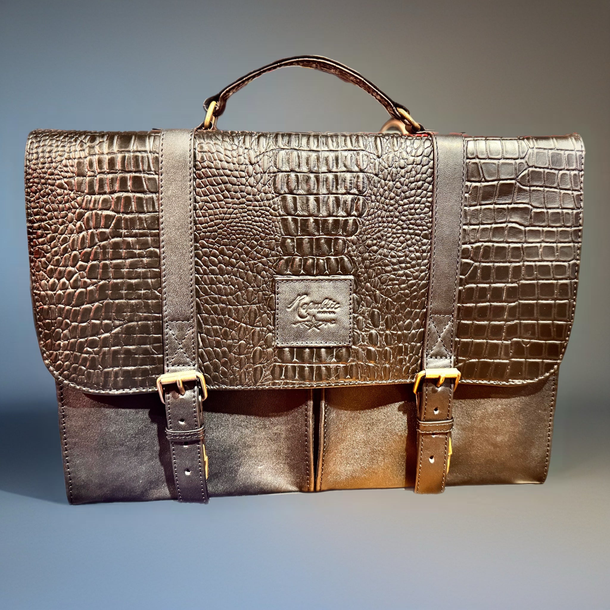 Texas Executive Briefcase - Black Embossed Croc