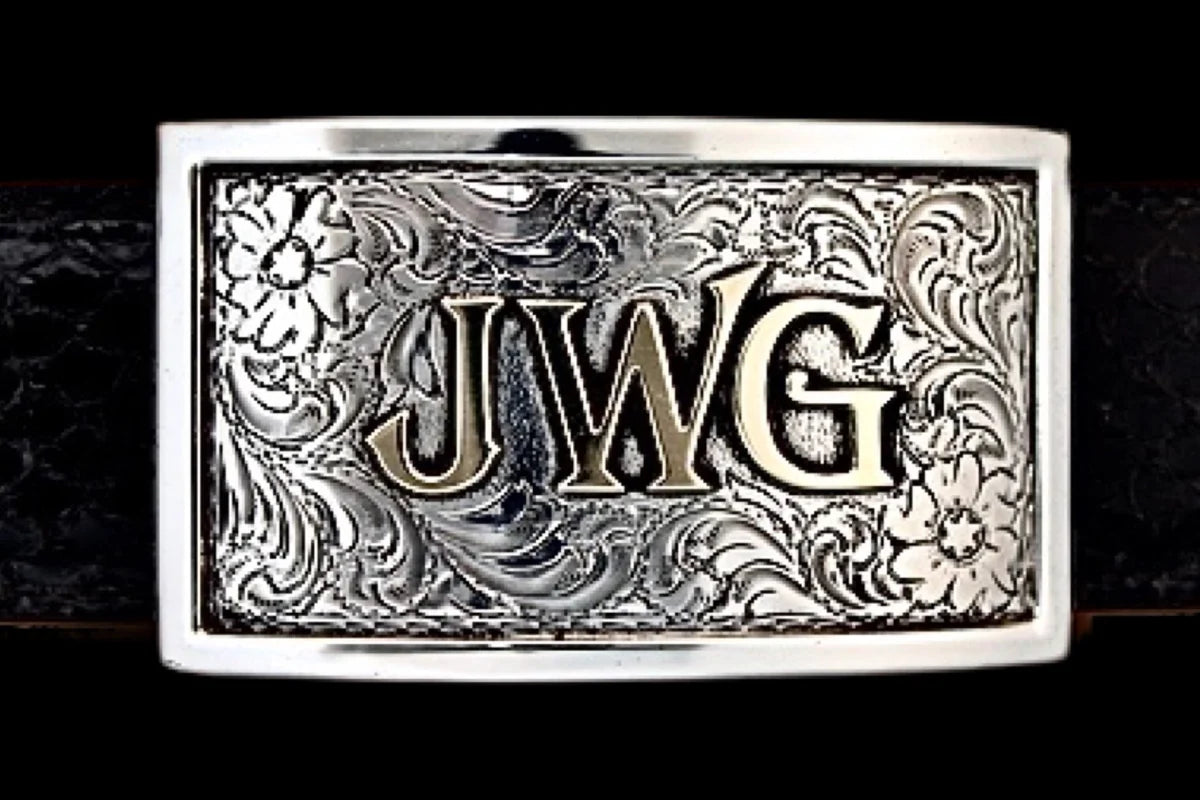 Custom Trophy Buckle with Logo - Solid Silver