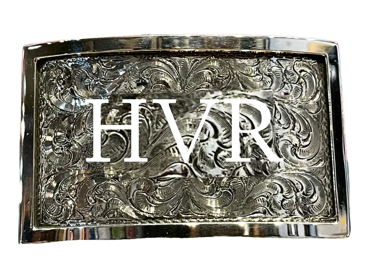 Custom Trophy Buckle with Logo - Solid Silver