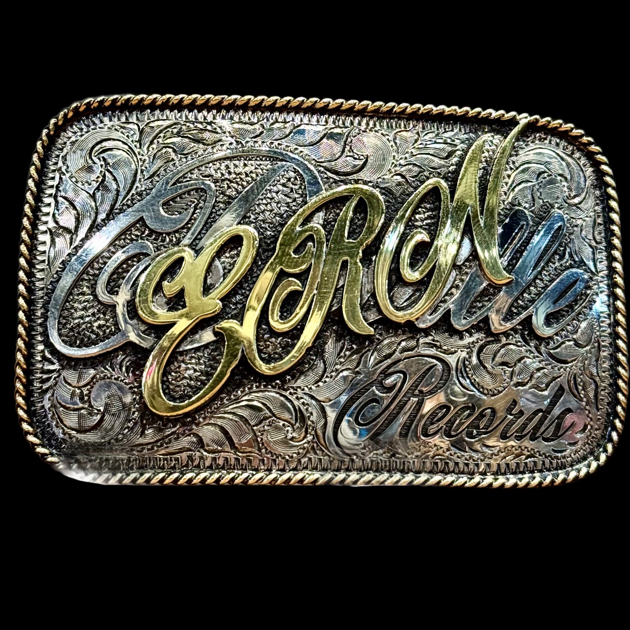 Custom Trophy Buckle with Logo - Solid Silver