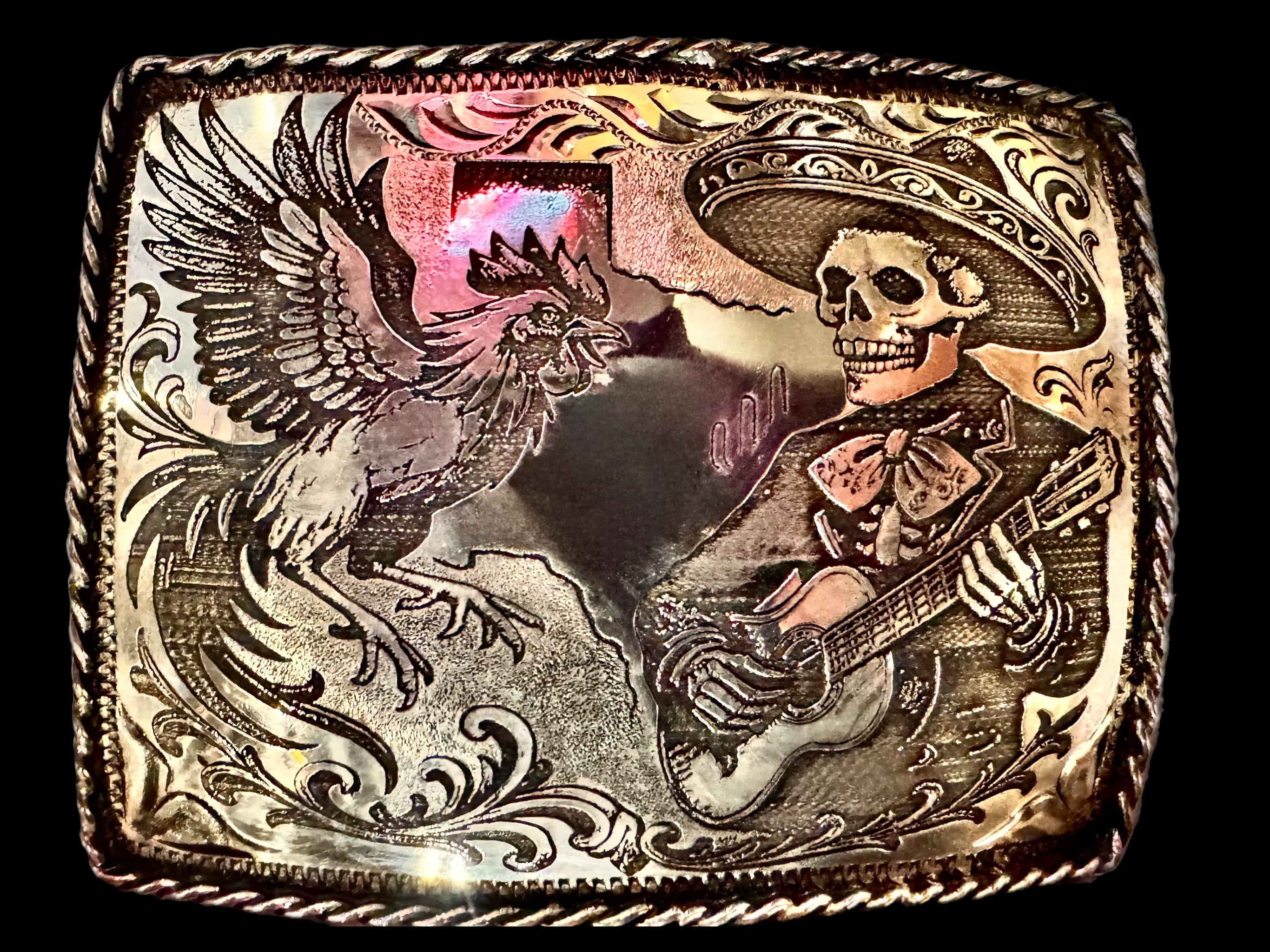 Custom Trophy Buckle with Logo - Solid Silver