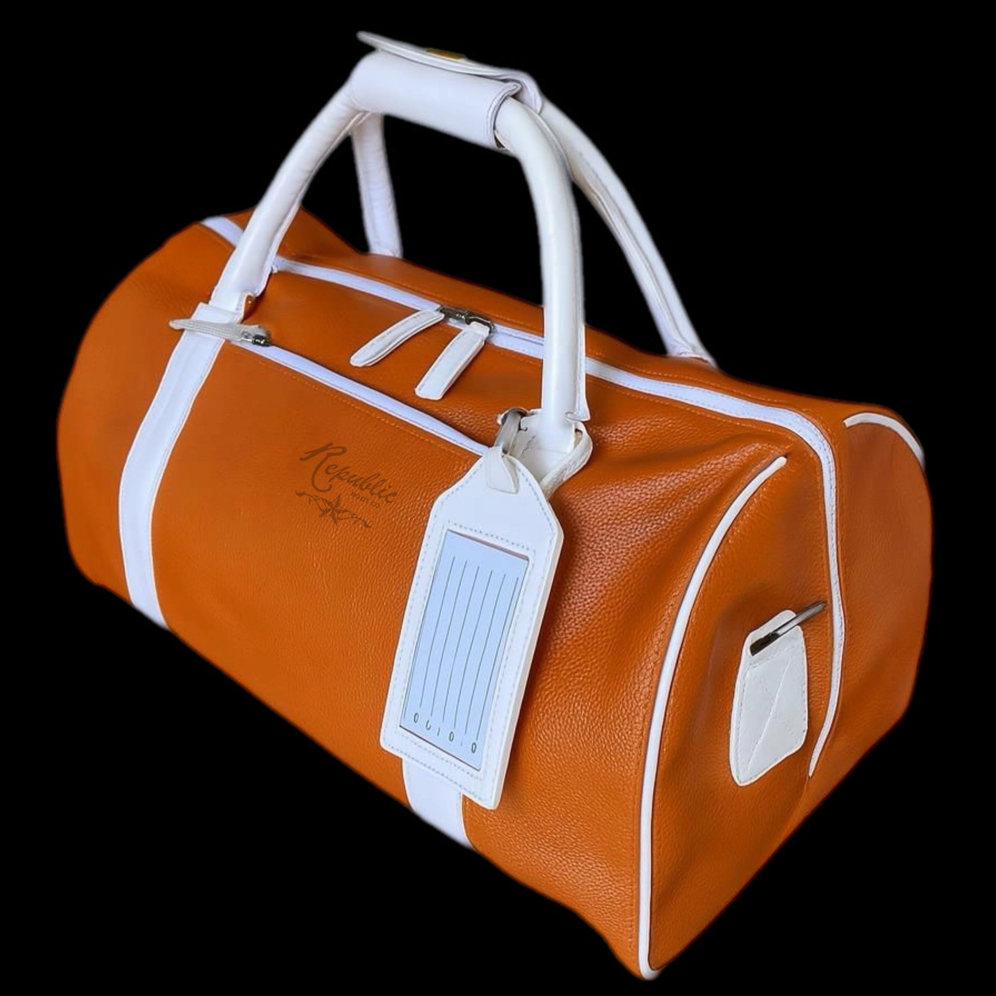 Premium Leather Small Duffle Bag - Burnt Orange