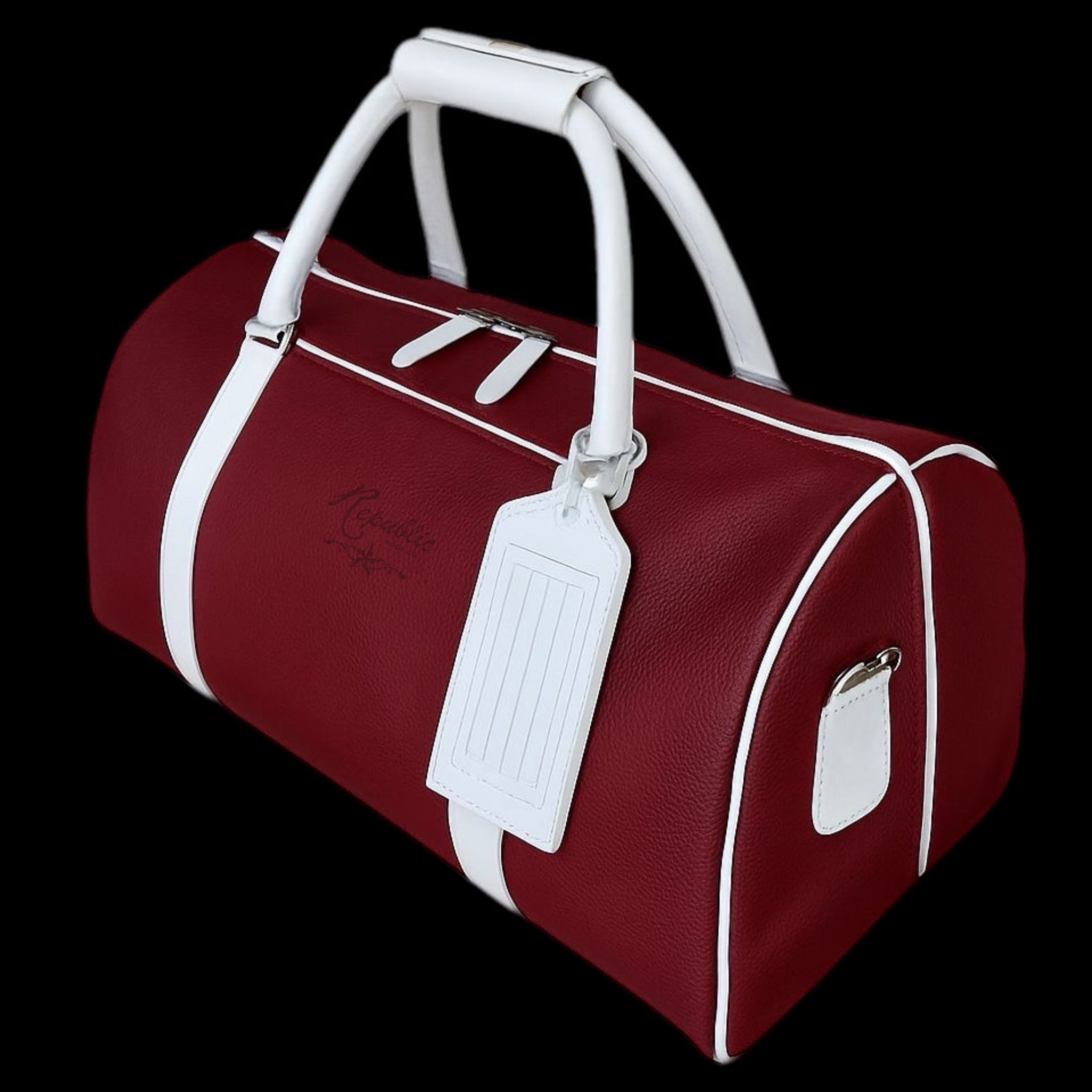 Premium Leather Small Duffle Bag - Maroon