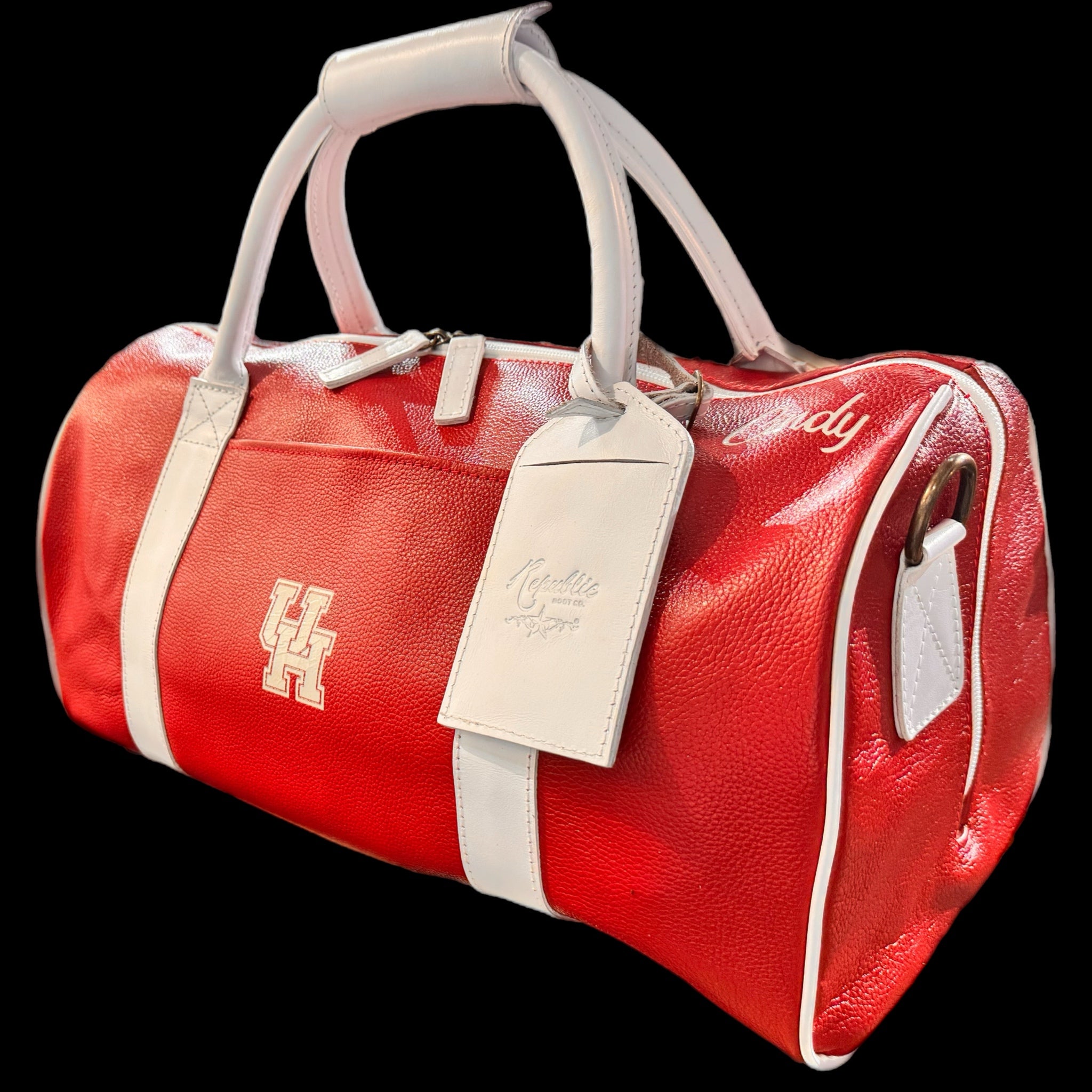 Premium Leather Small Duffle Bag - Red