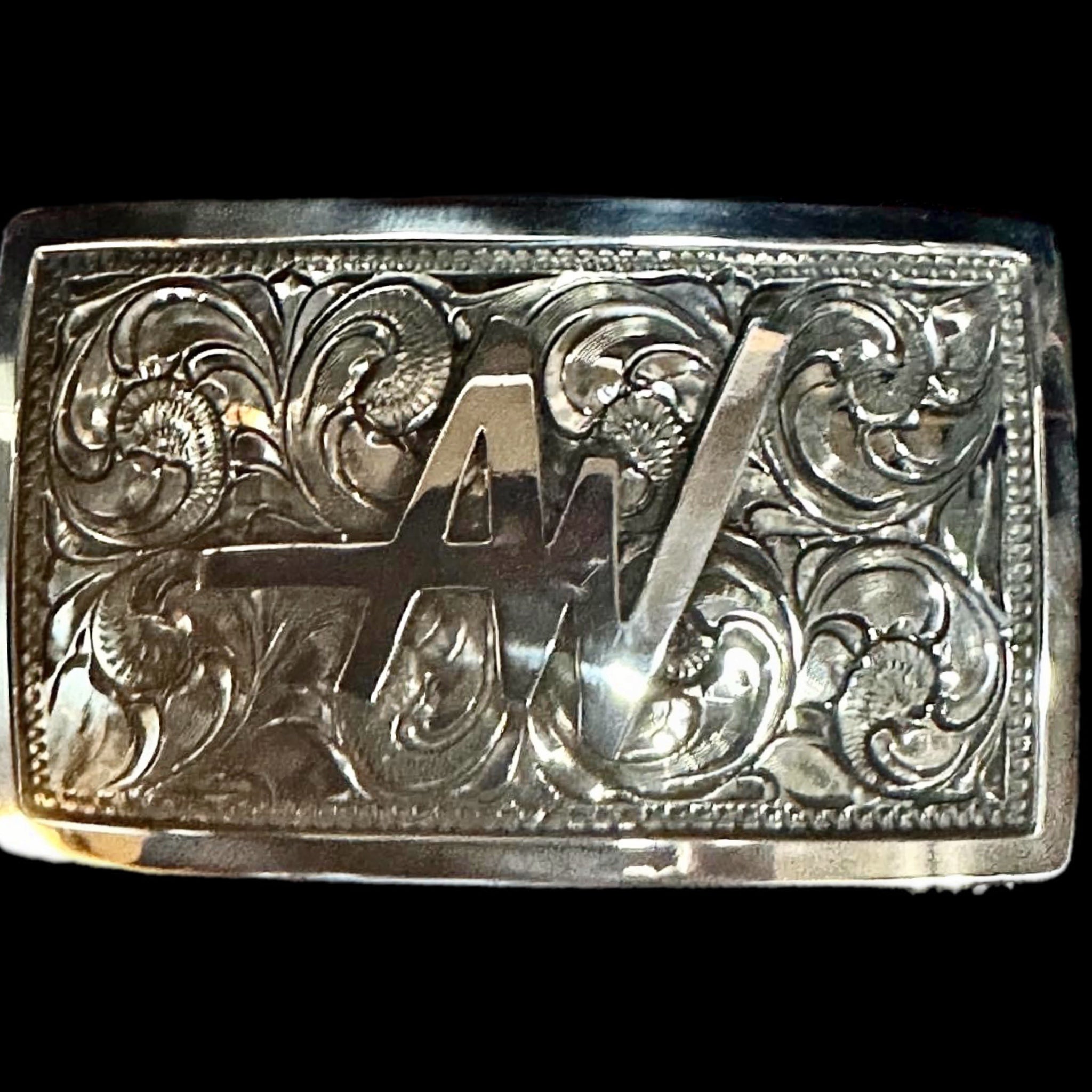 Custom Trophy Buckle with Logo - Solid Silver