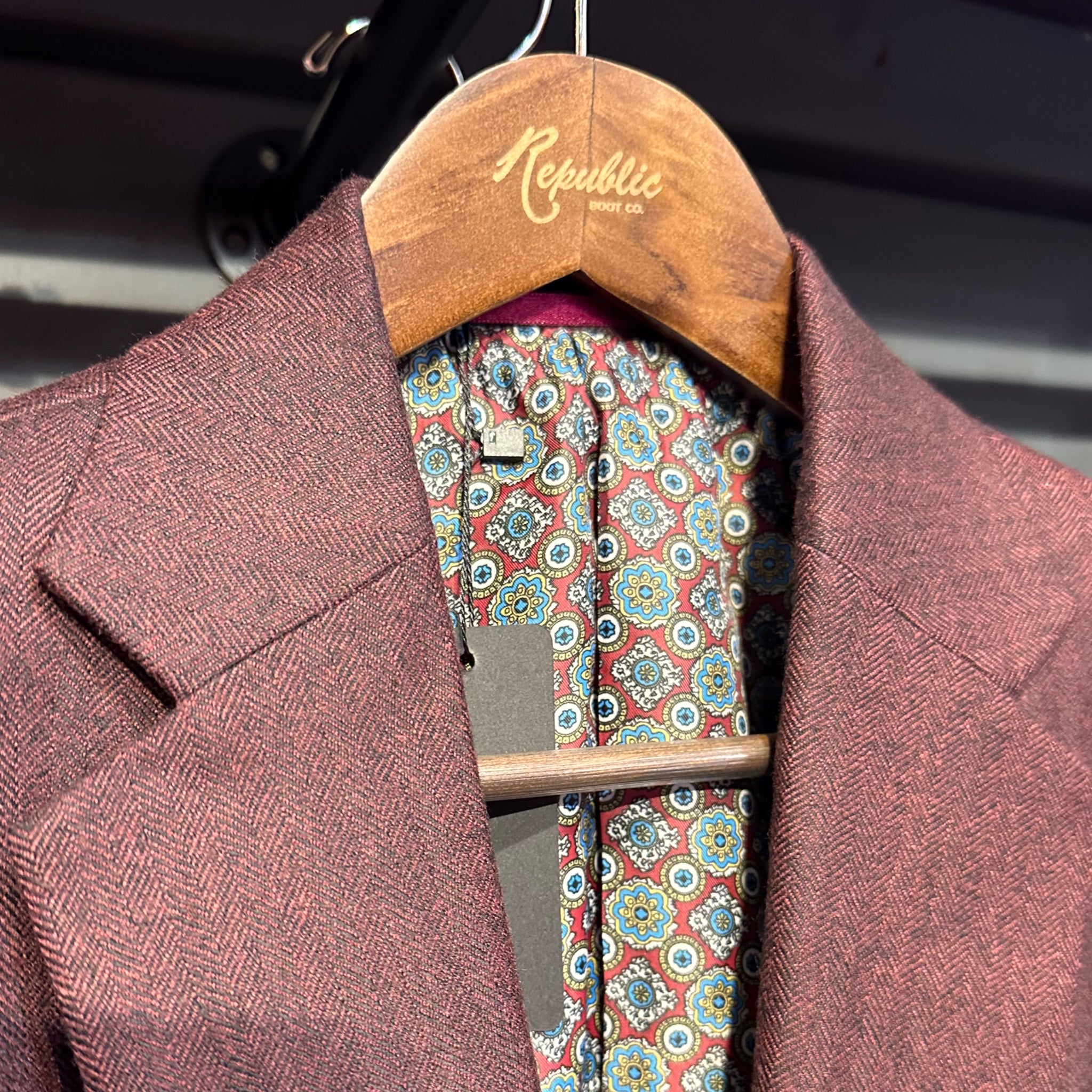 Limited Edition Fall 2025 - Burgundy Harringbone Pattern - "Western BLU"