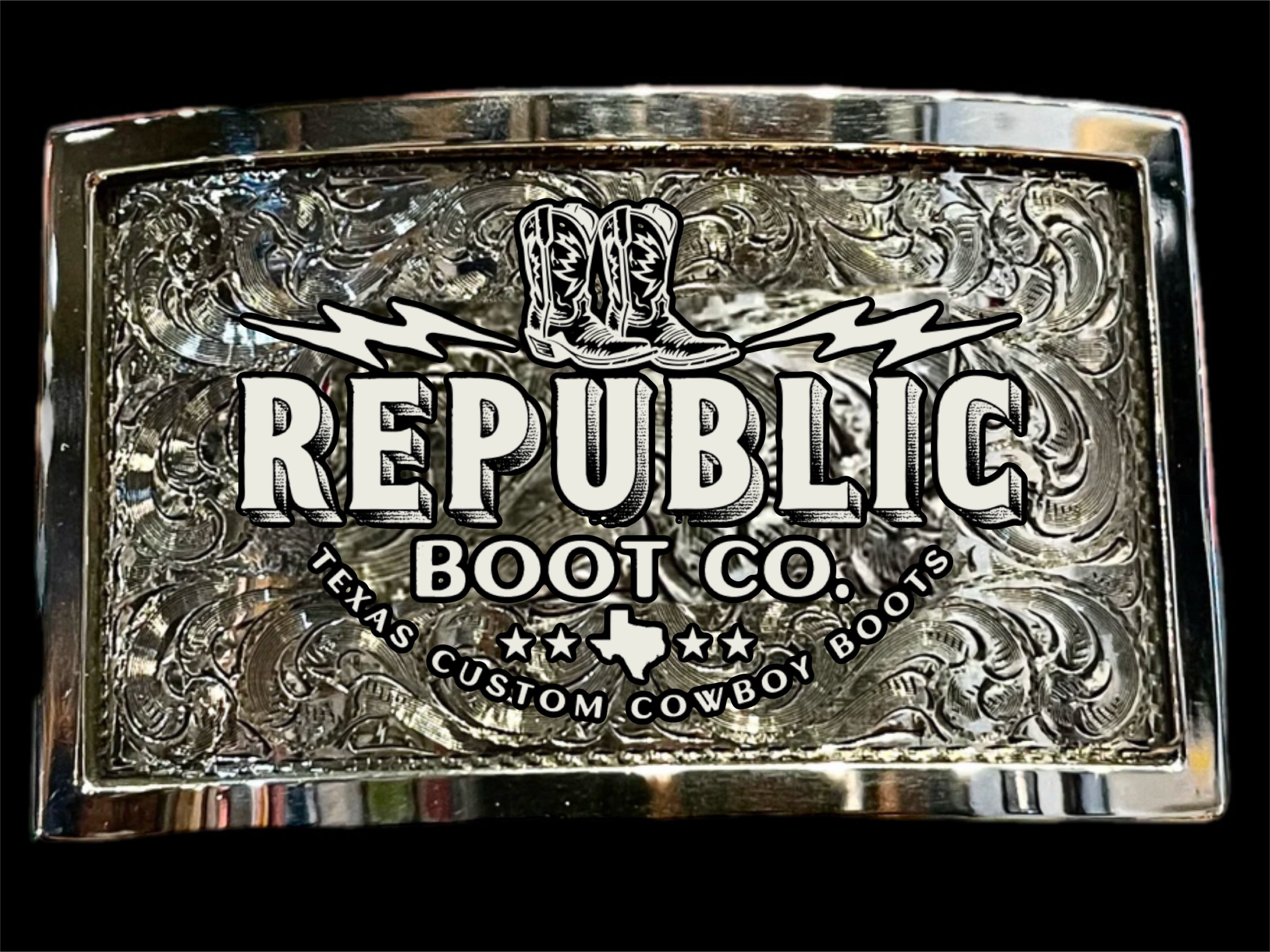 Custom Trophy Buckle with Logo - Solid Silver