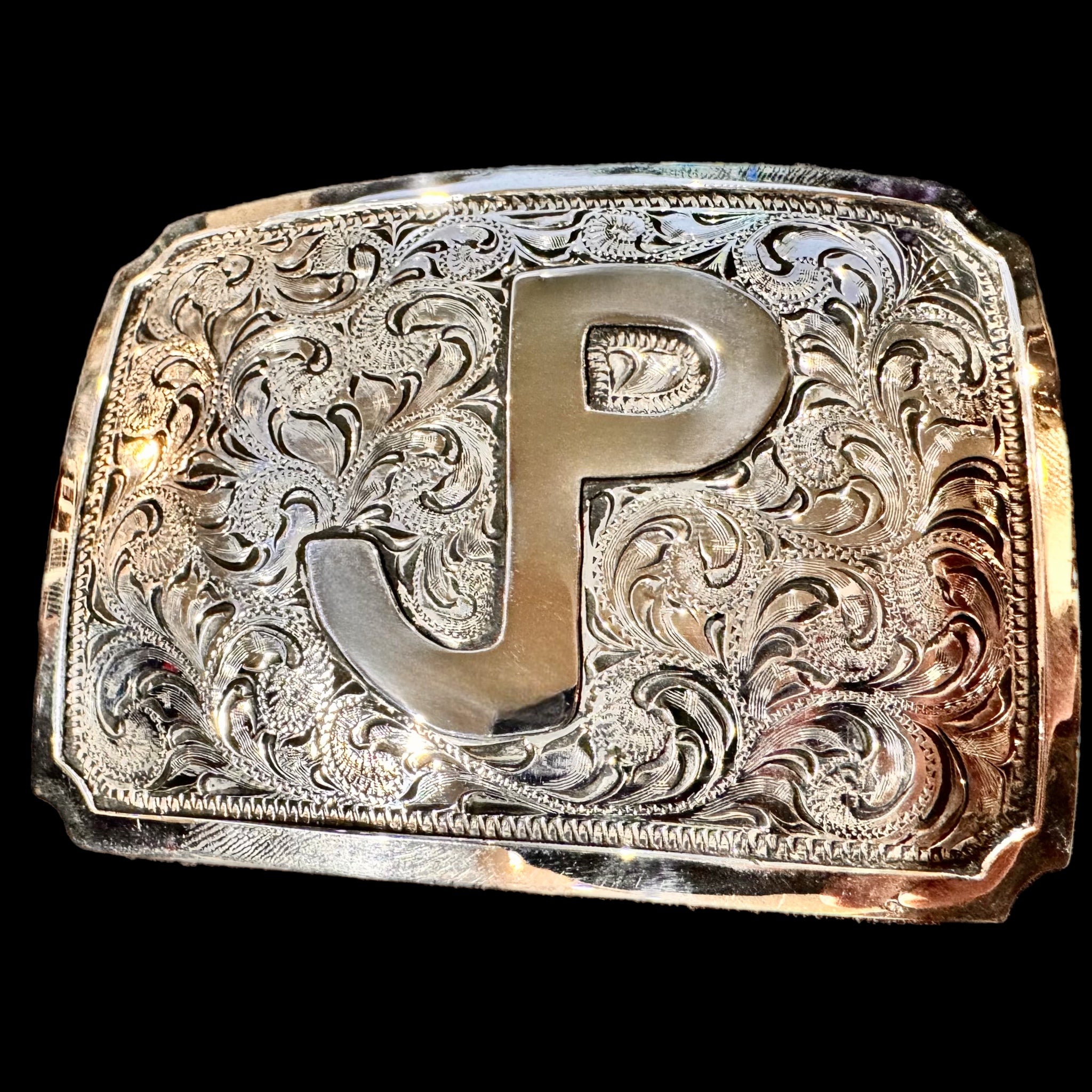 Custom Trophy Buckle with Logo - Solid Silver
