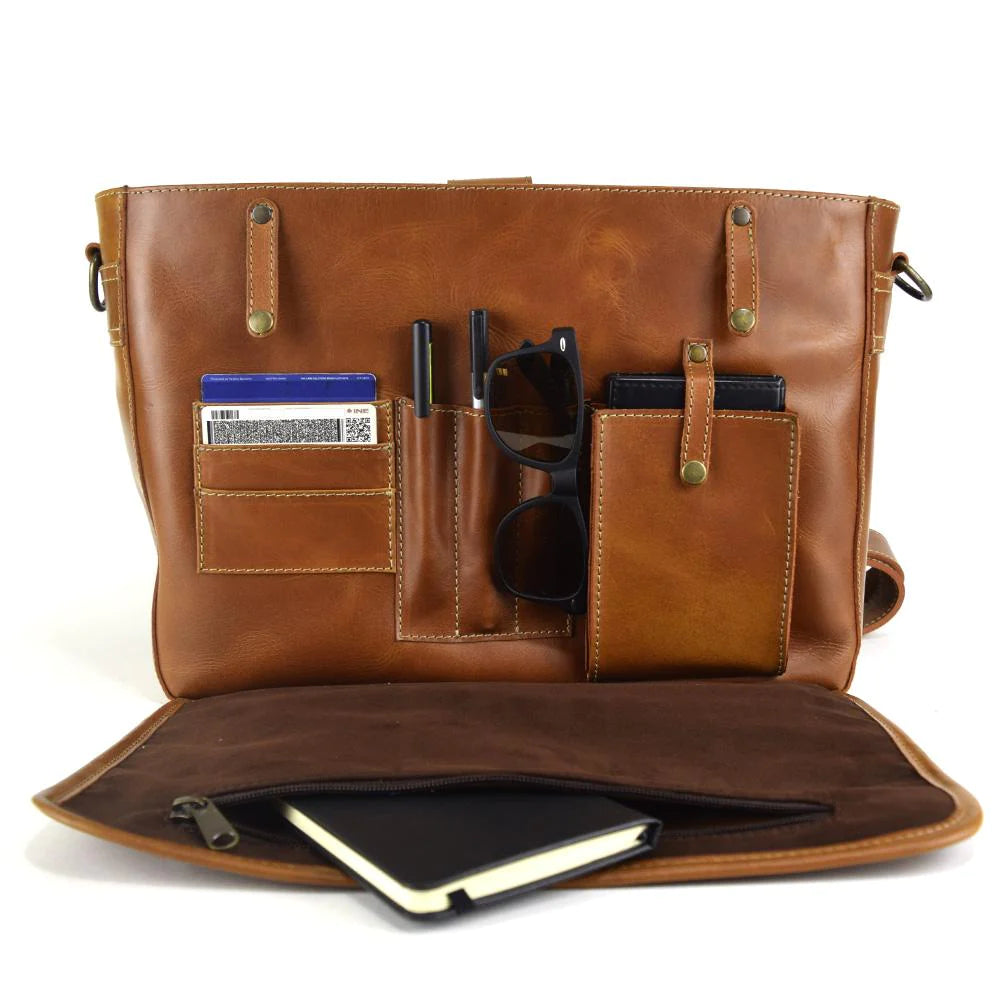 'Professional But Deadly' Briefcase - Hickory Calf