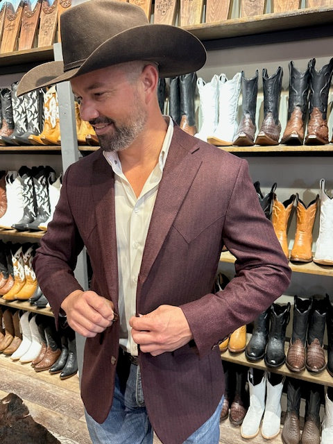 Limited Edition Fall 2025 - Burgundy Harringbone Pattern - "Western BLU"