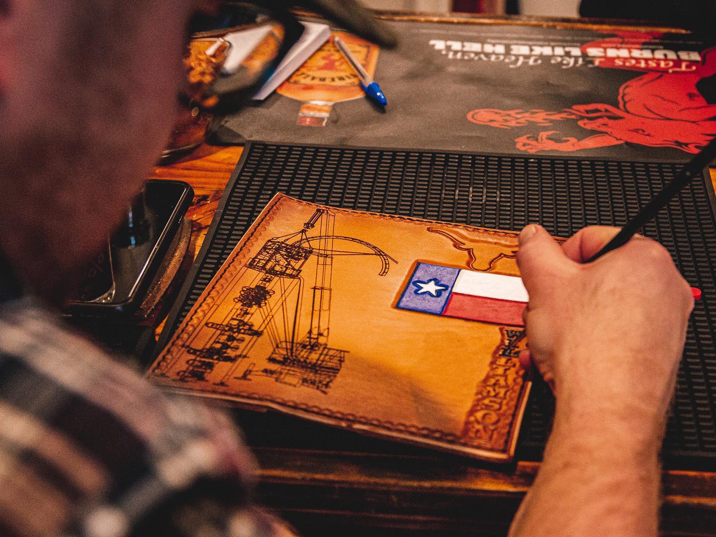 Handmade Custom Leather Items - All Handmade in Texas. Boot Jack, Tally Book, Pistol Case, Holster