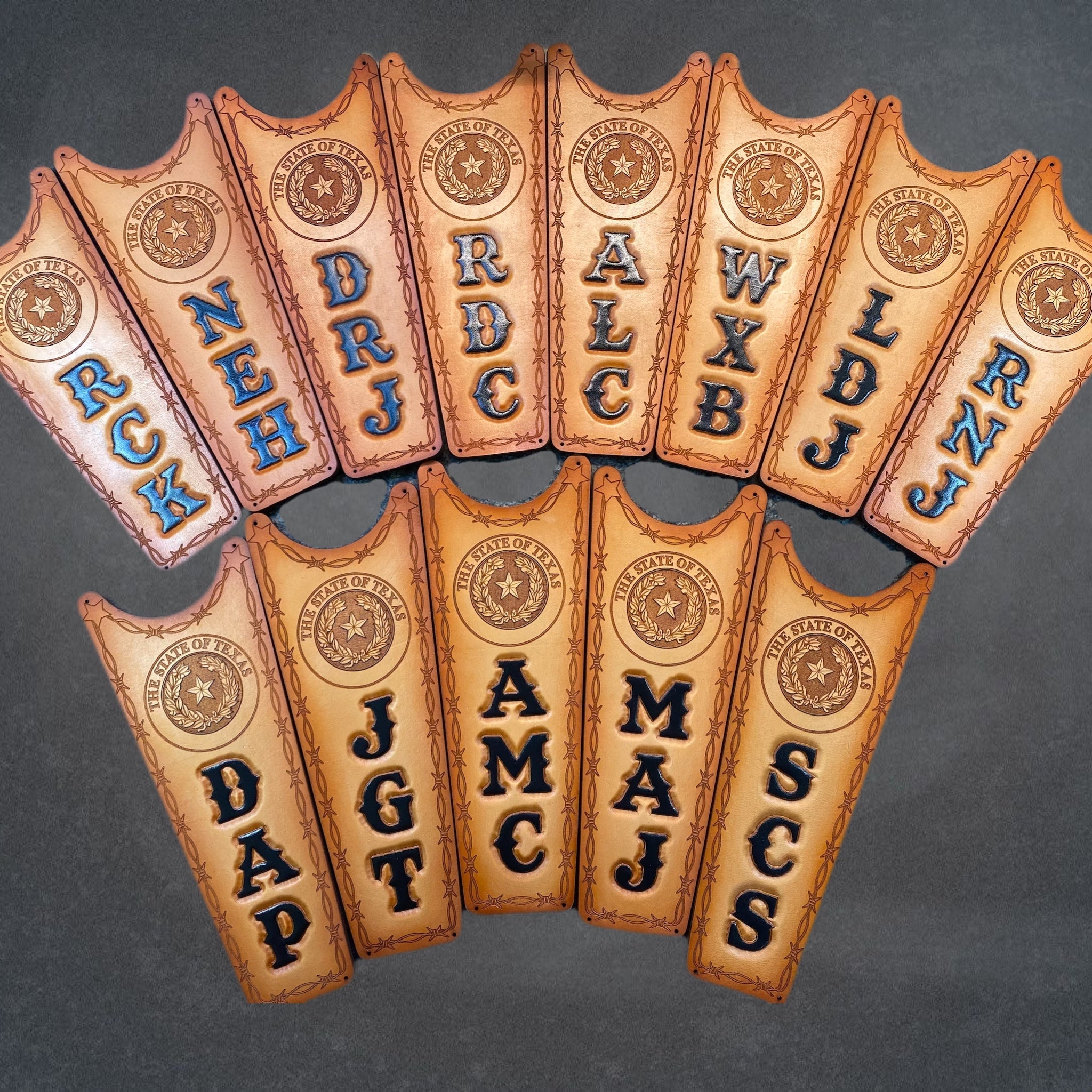 Handmade Custom Leather Items - All Handmade in Texas. Boot Jack, Tally Book, Pistol Case, Holster