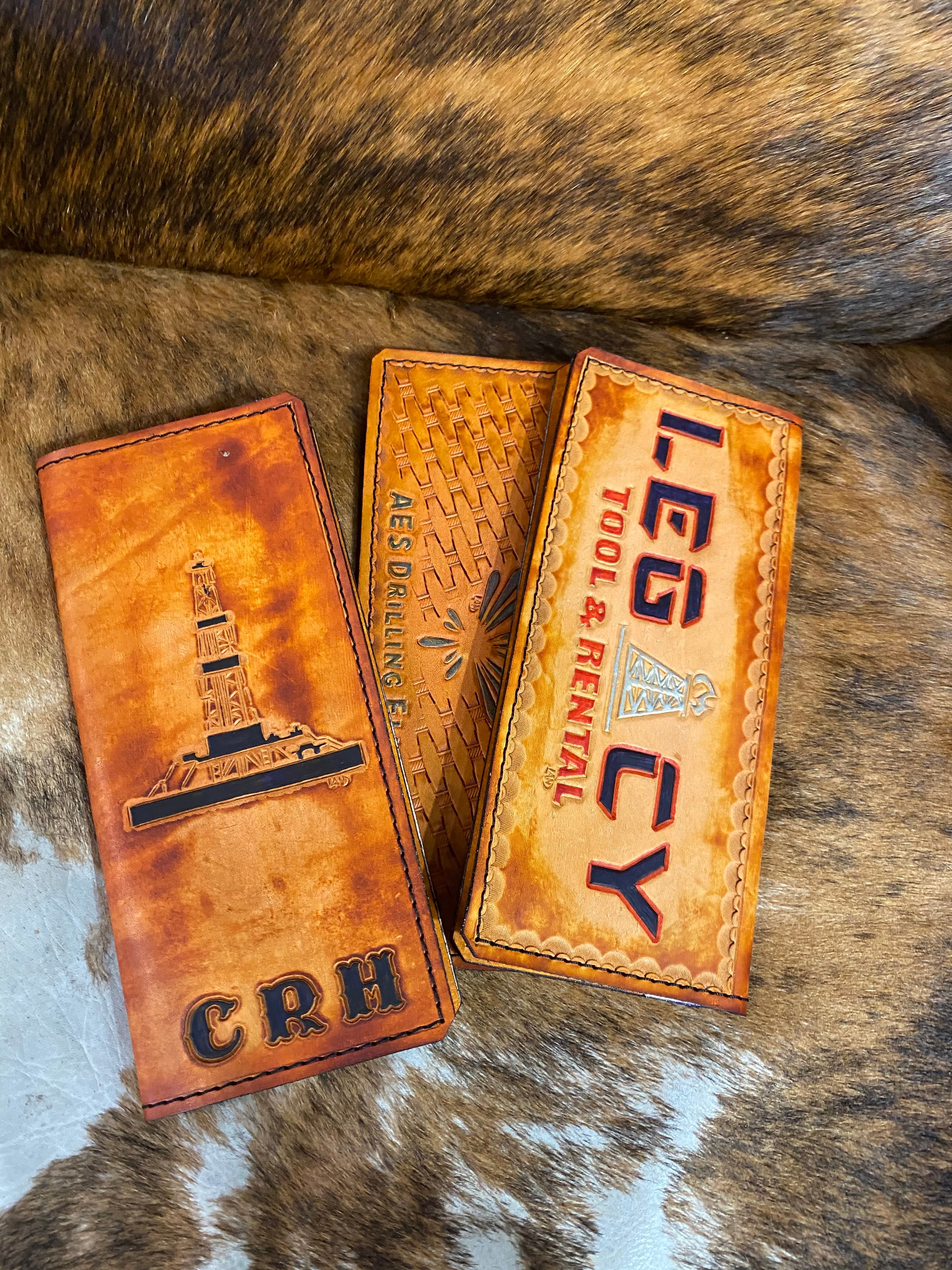 Handmade Custom Leather Items - All Handmade in Texas. Boot Jack, Tally Book, Pistol Case, Holster