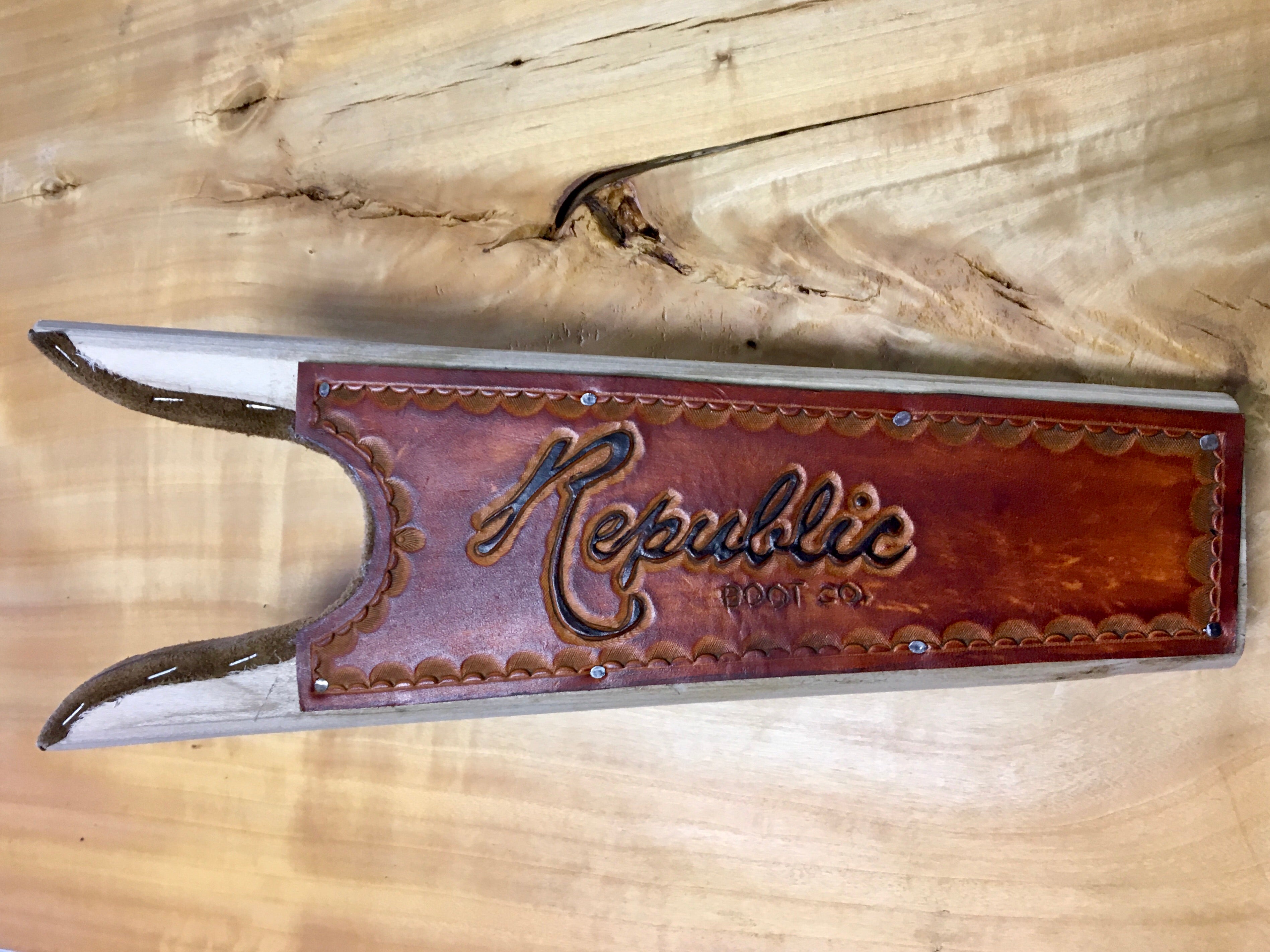 Handmade Custom Leather Items - All Handmade in Texas. Boot Jack, Tally Book, Pistol Case, Holster