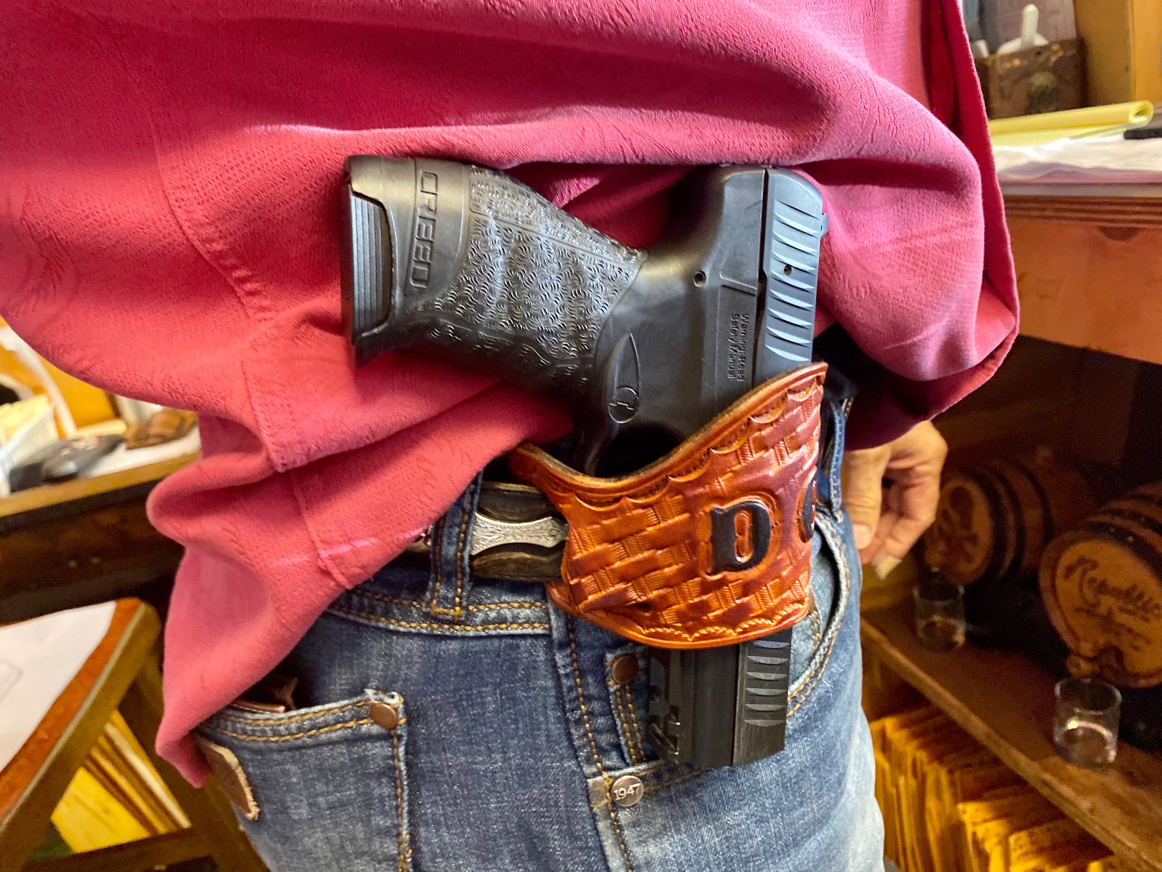 Handmade Custom Leather Items - All Handmade in Texas. Boot Jack, Tally Book, Pistol Case, Holster