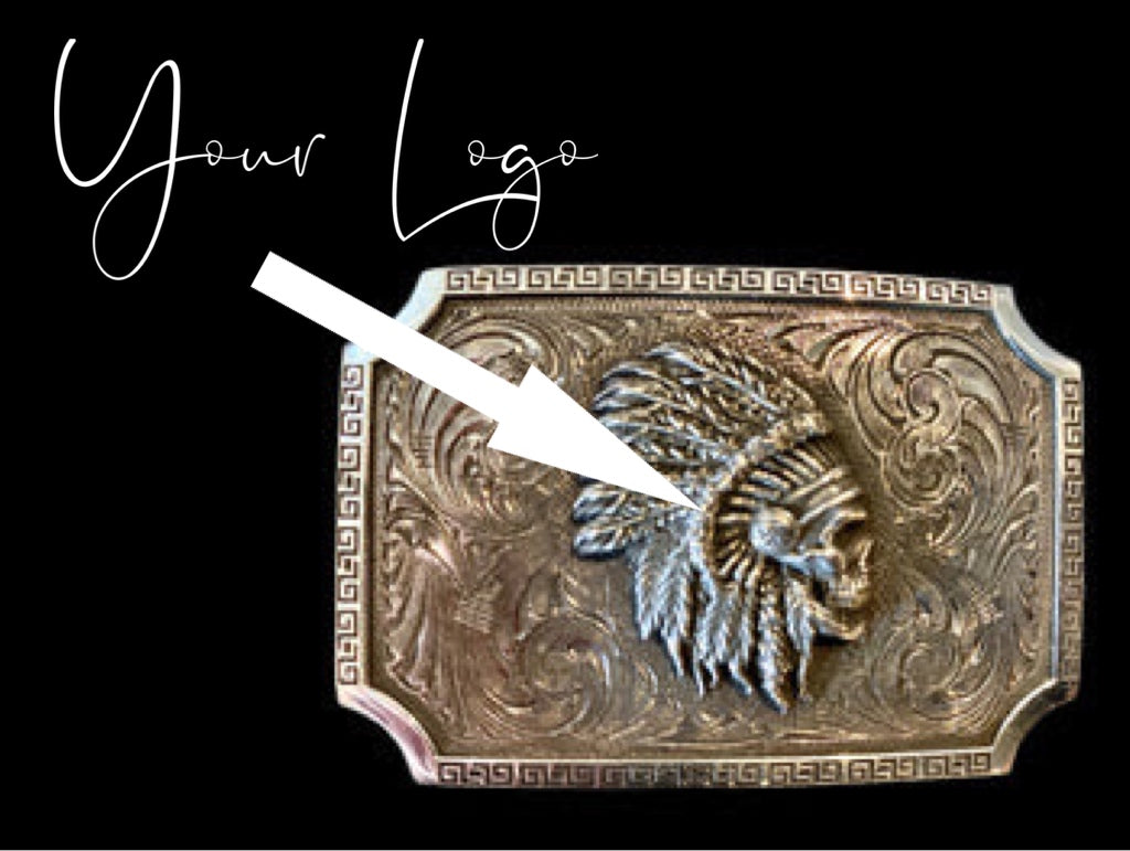 Custom Trophy Buckle with Logo - Solid Silver