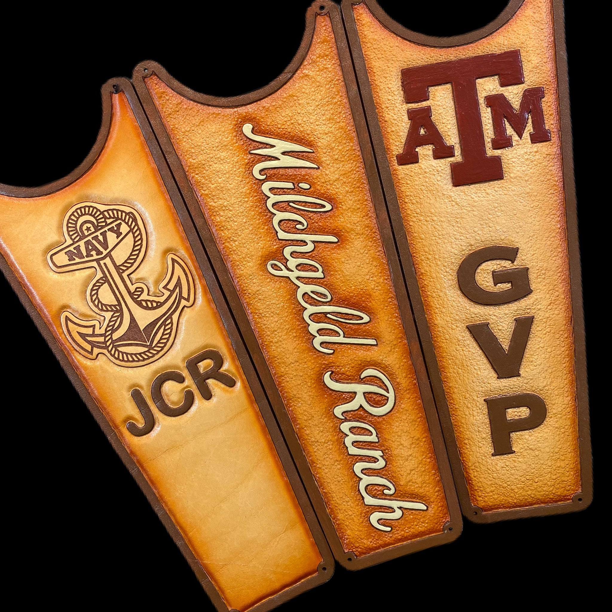 Handmade Custom Leather Items - All Handmade in Texas. Boot Jack, Tally Book, Pistol Case, Holster