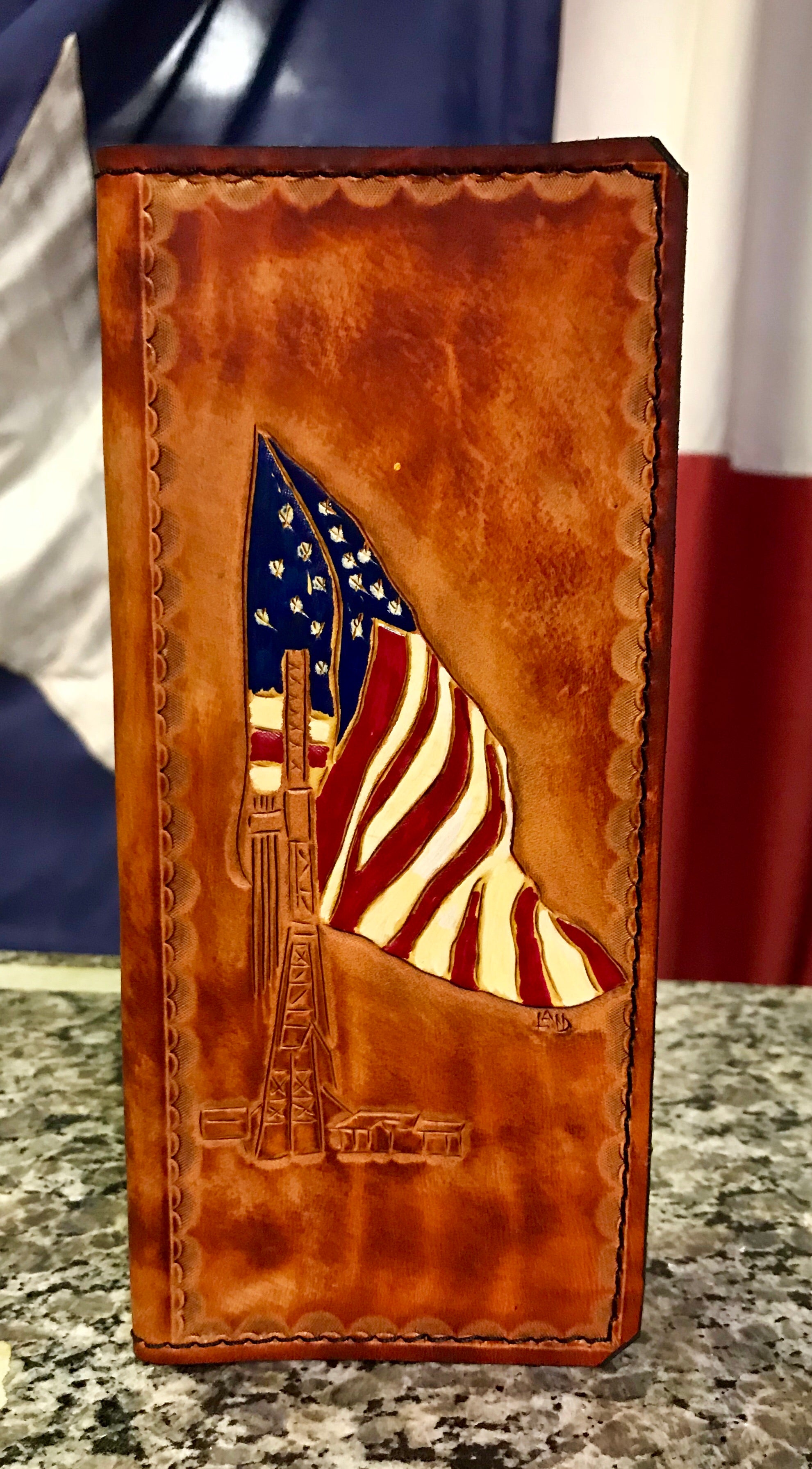Handmade Custom Leather Items - All Handmade in Texas. Boot Jack, Tally Book, Pistol Case, Holster
