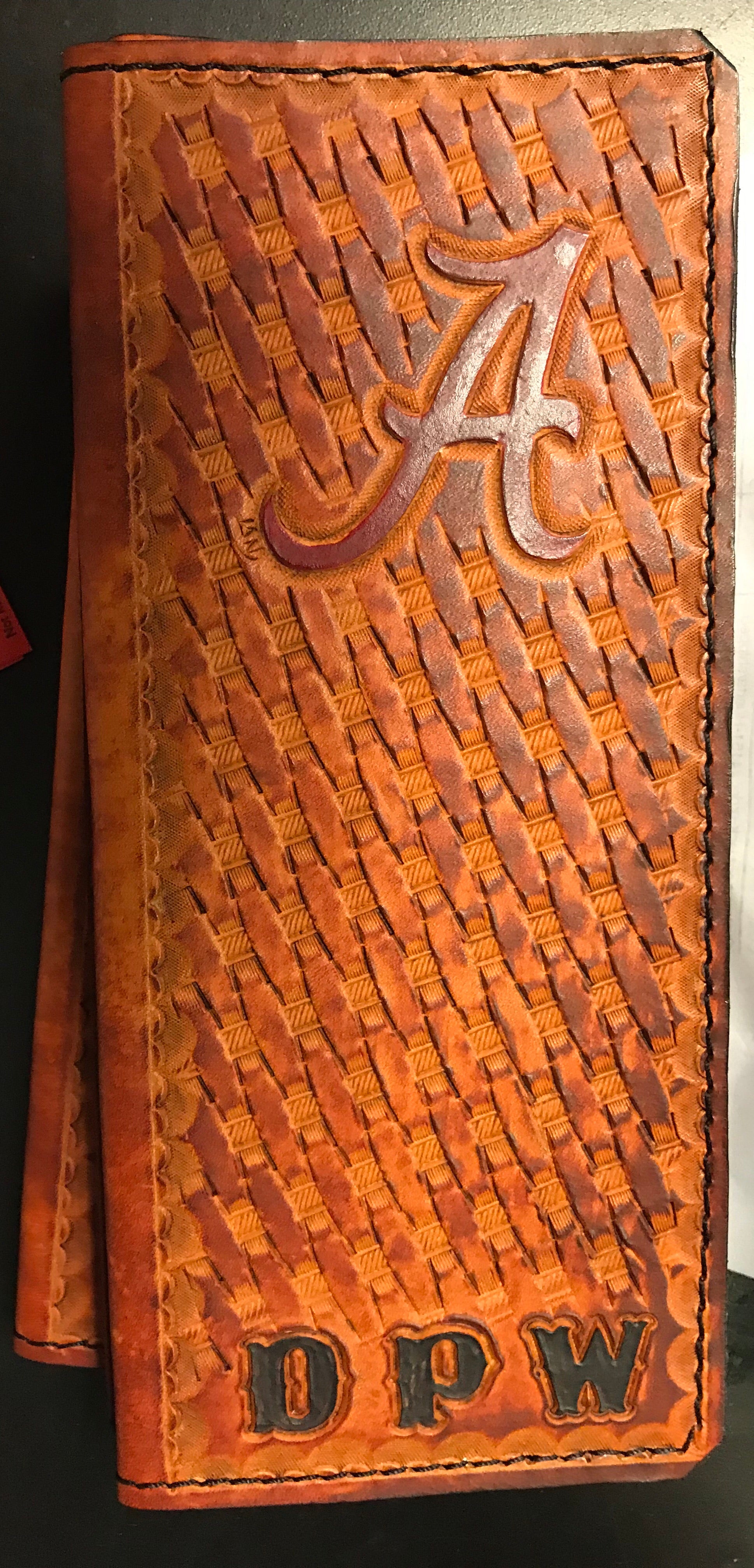 Handmade Custom Leather Items - All Handmade in Texas. Boot Jack, Tally Book, Pistol Case, Holster