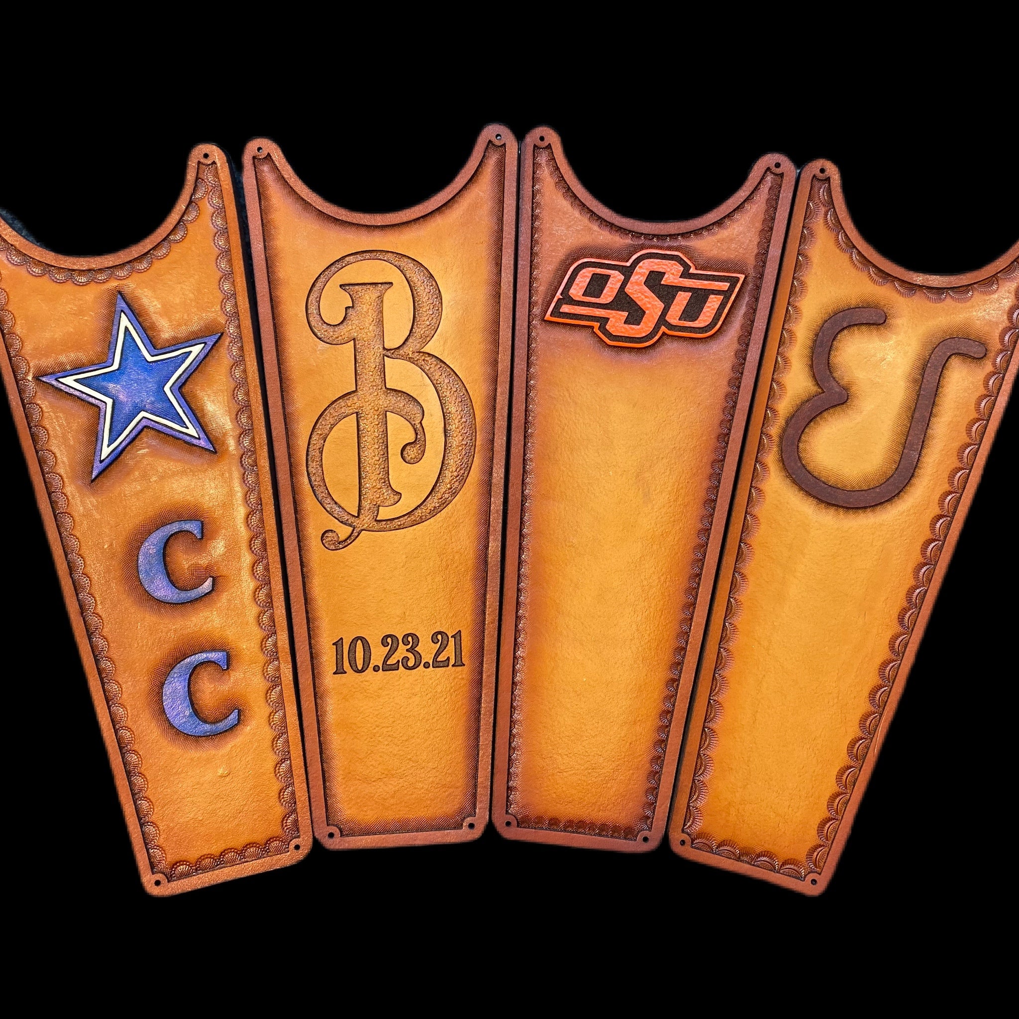 Handmade Custom Leather Items - All Handmade in Texas. Boot Jack, Tally Book, Pistol Case, Holster