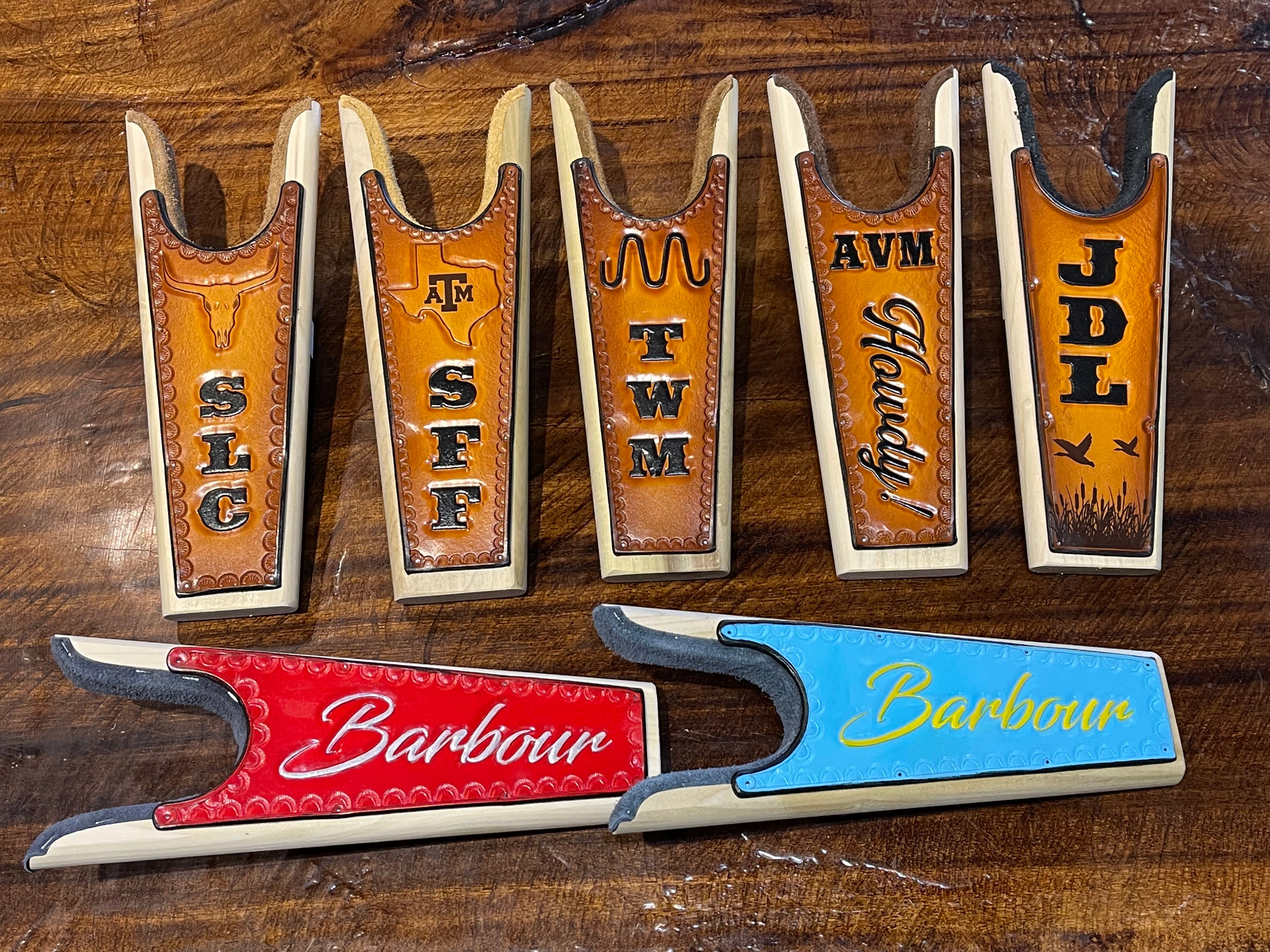 Handmade Custom Leather Items - All Handmade in Texas. Boot Jack, Tally Book, Pistol Case, Holster