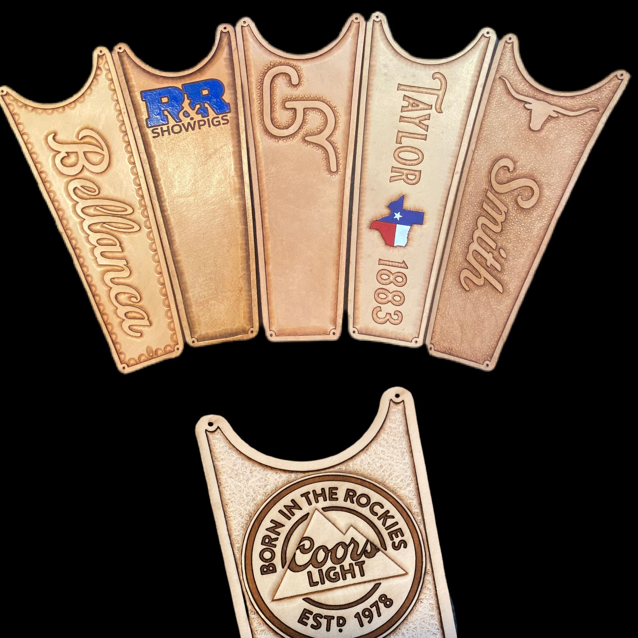 Handmade Custom Leather Items - All Handmade in Texas. Boot Jack, Tally Book, Pistol Case, Holster