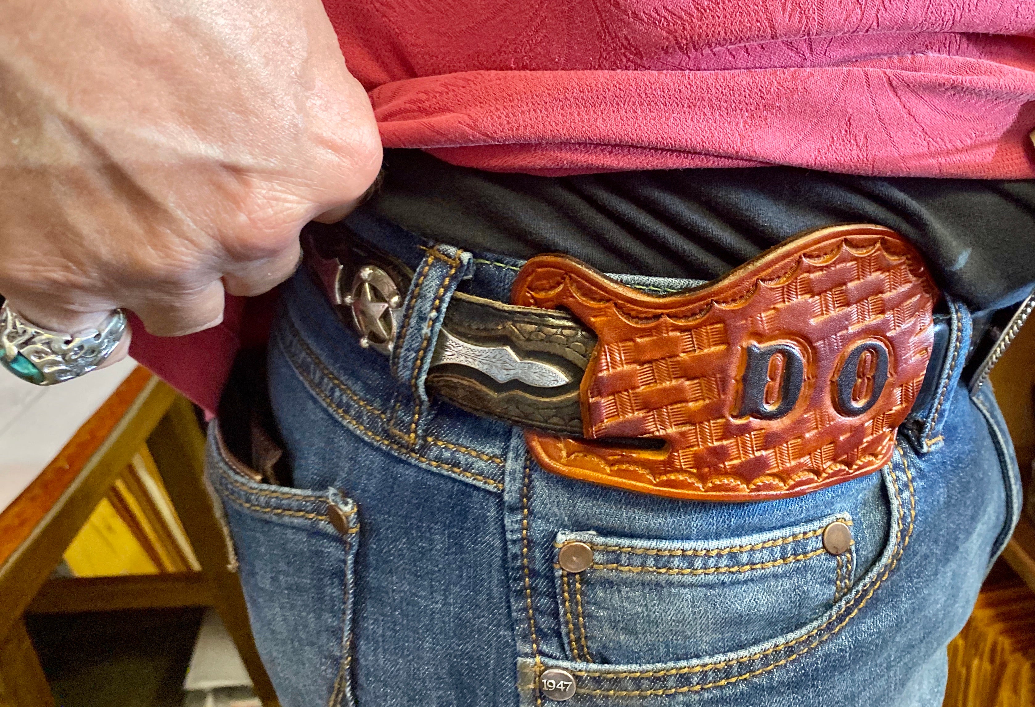 Handmade Custom Leather Items - All Handmade in Texas. Boot Jack, Tally Book, Pistol Case, Holster
