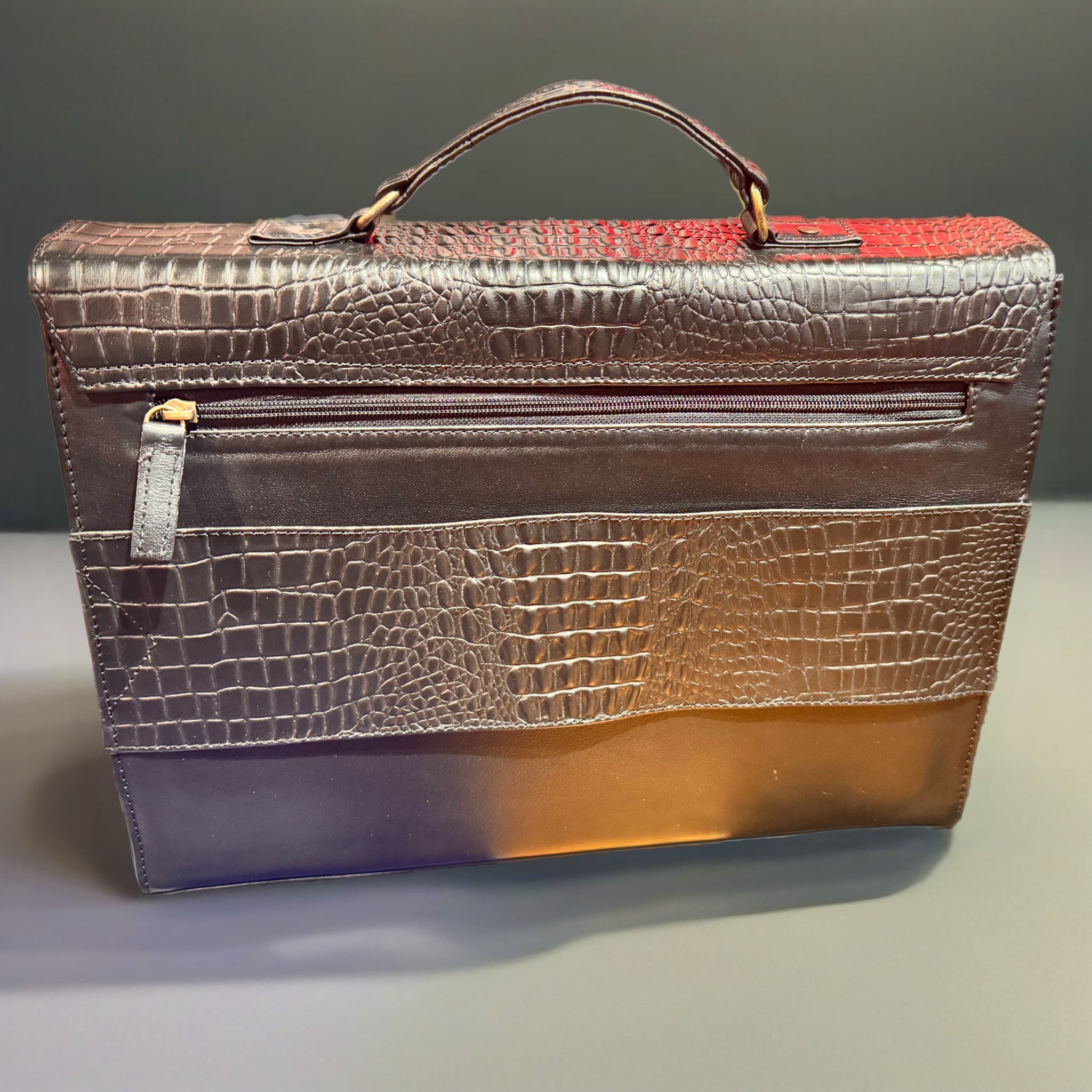 Texas Executive Briefcase - Black Embossed Croc