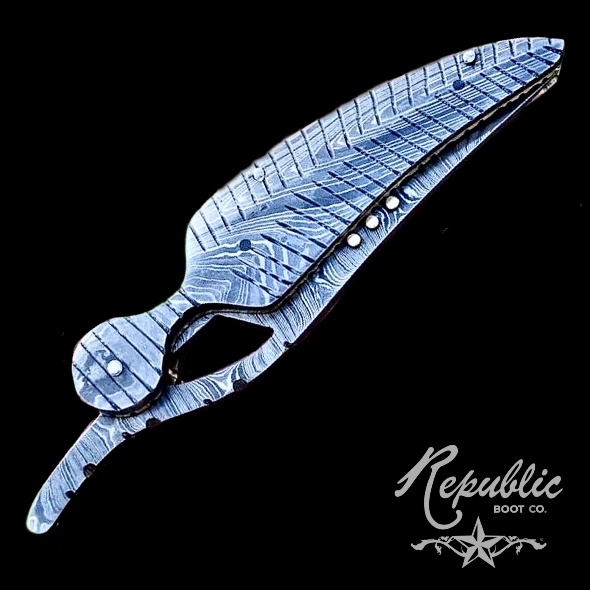 Full Damascus Flip-Open Knife