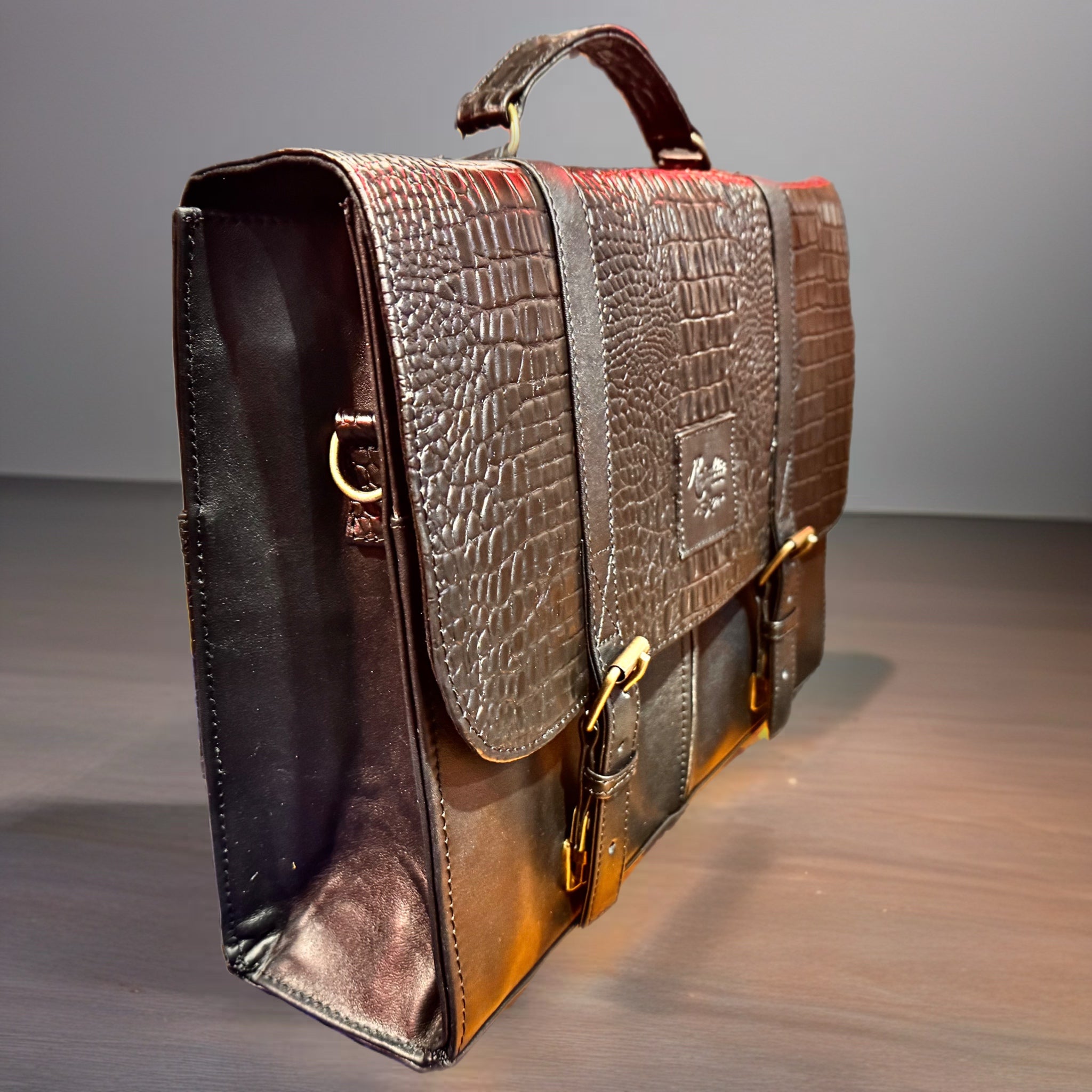 Texas Executive Briefcase - Black Embossed Croc