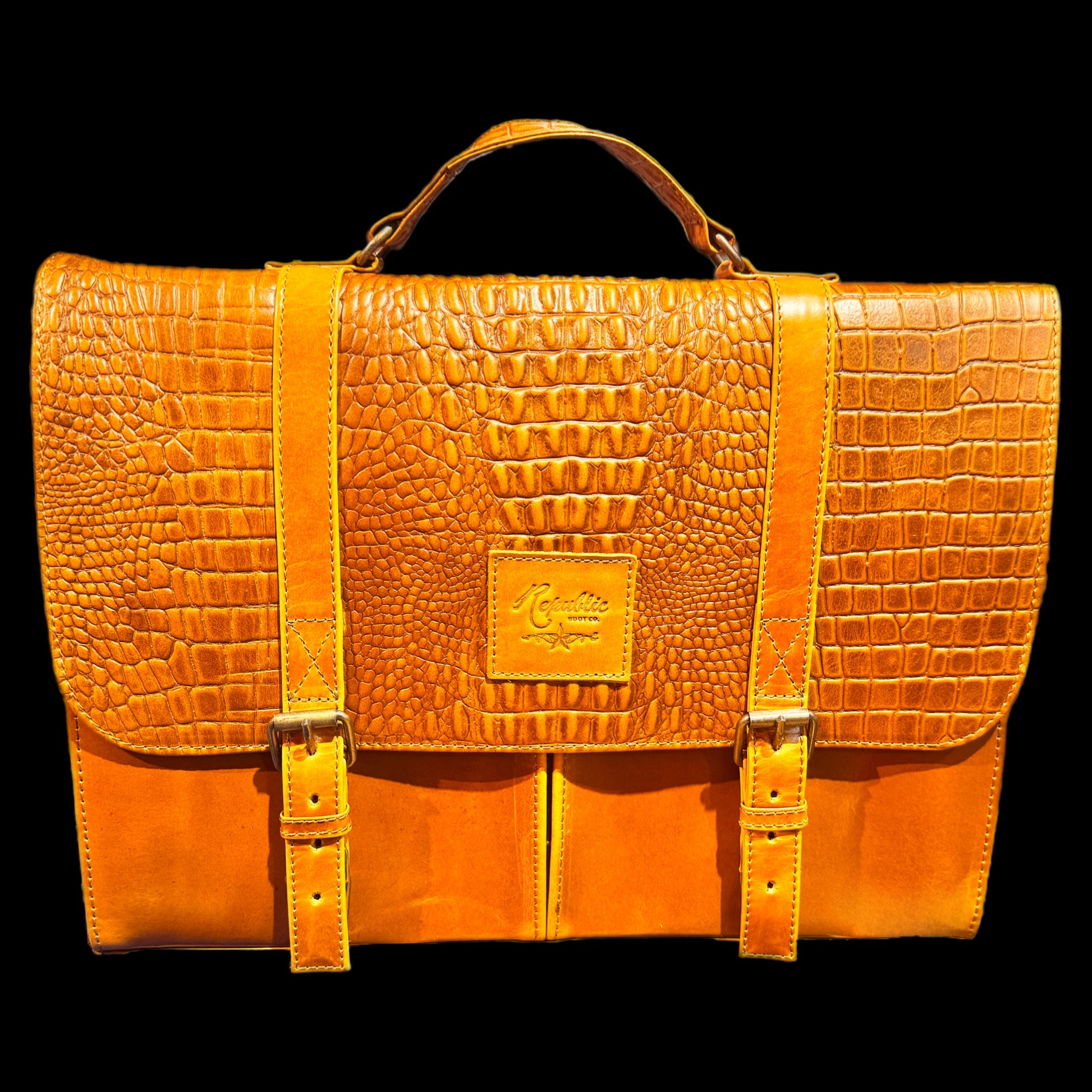 Texas Executive Briefcase - Cognac Embossed Croc