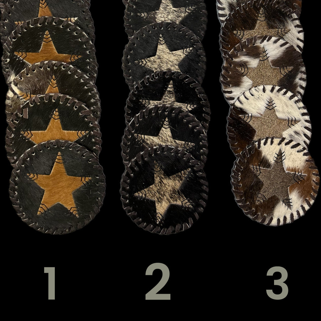 Set of 4 Genuine Cowhide Texas Coasters(177bc19)
