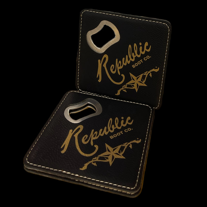 Leather Coaster with Bottle Opener (2 pack)