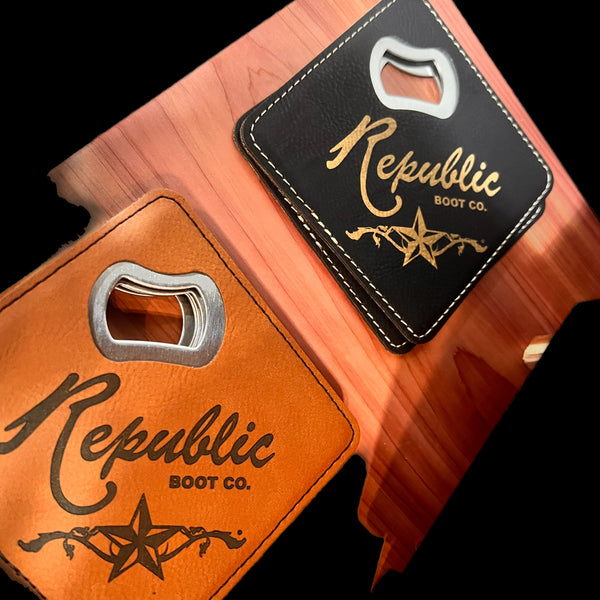 Leather Coaster with Bottle Opener (2 pack)