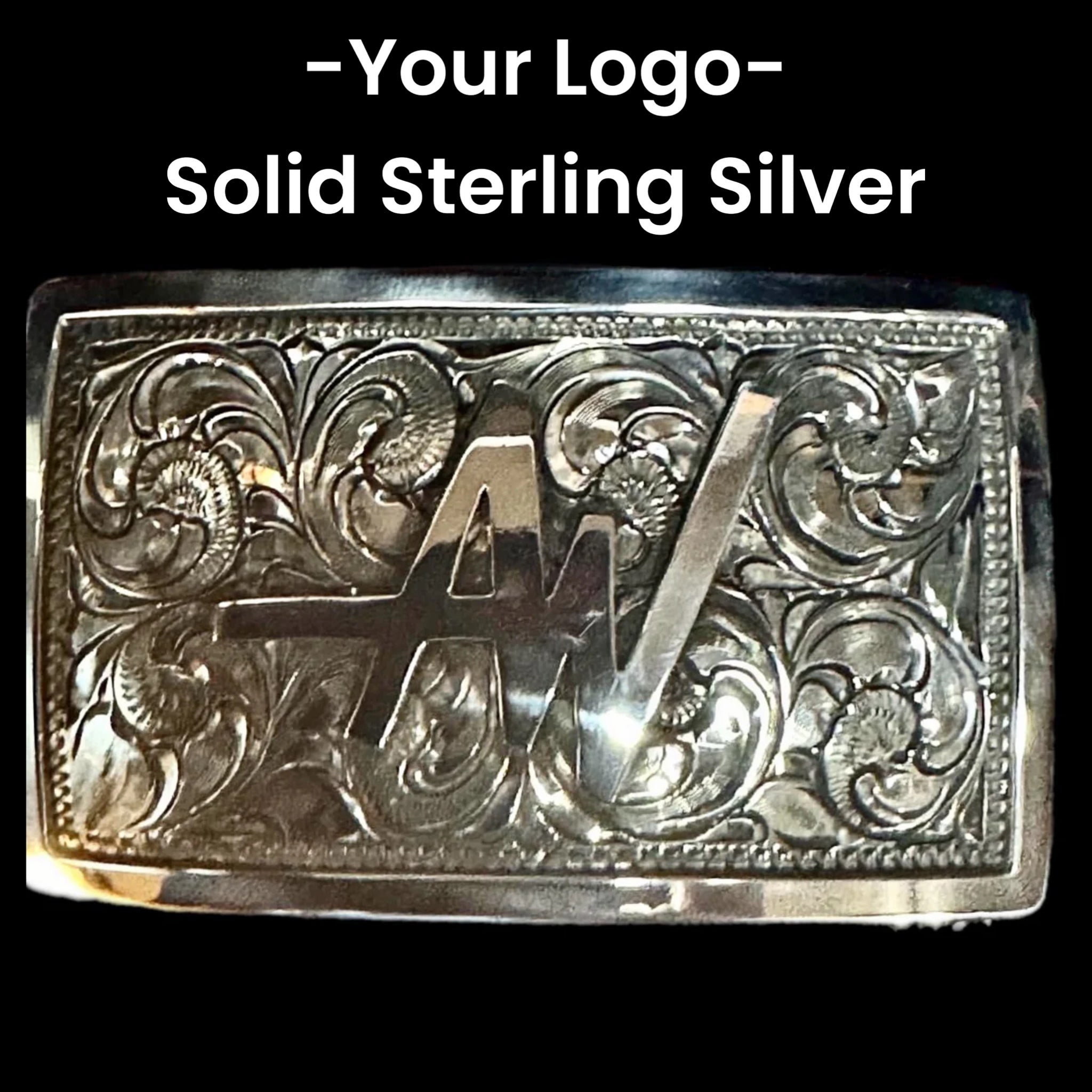 Custom Buckle with Logo - Solid Silver