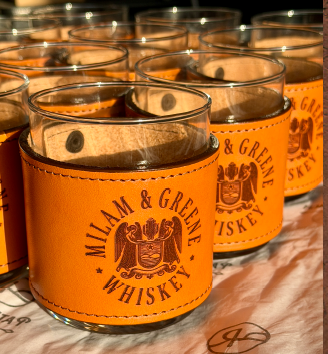 Leather Wrapped Whiskey Rocks Glasses