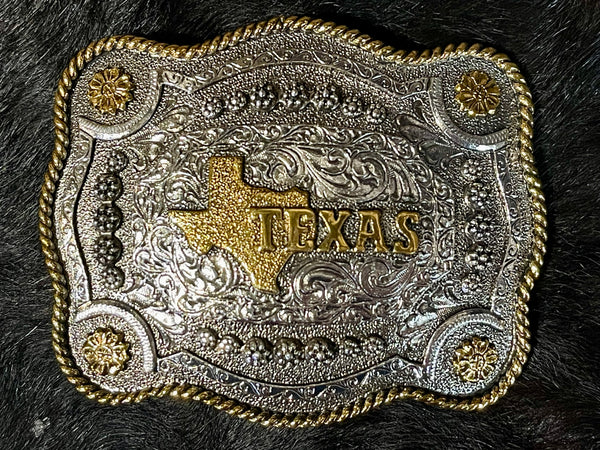 Texas State — Scallop Rope Edge Buckle