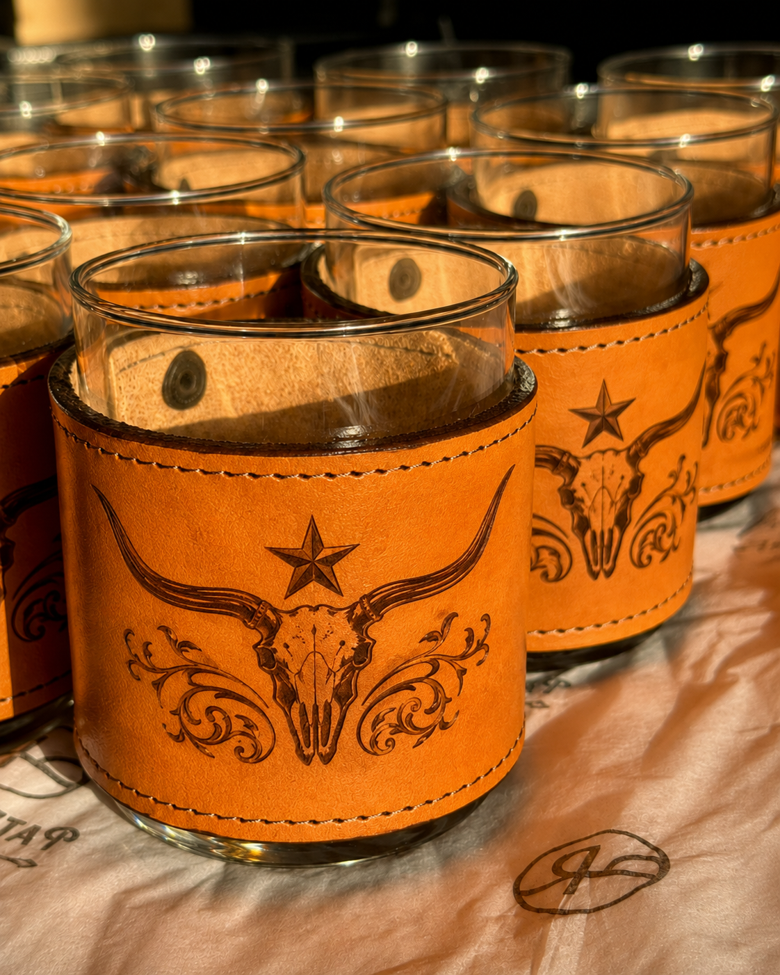 Leather Wrapped Whiskey Rocks Glasses