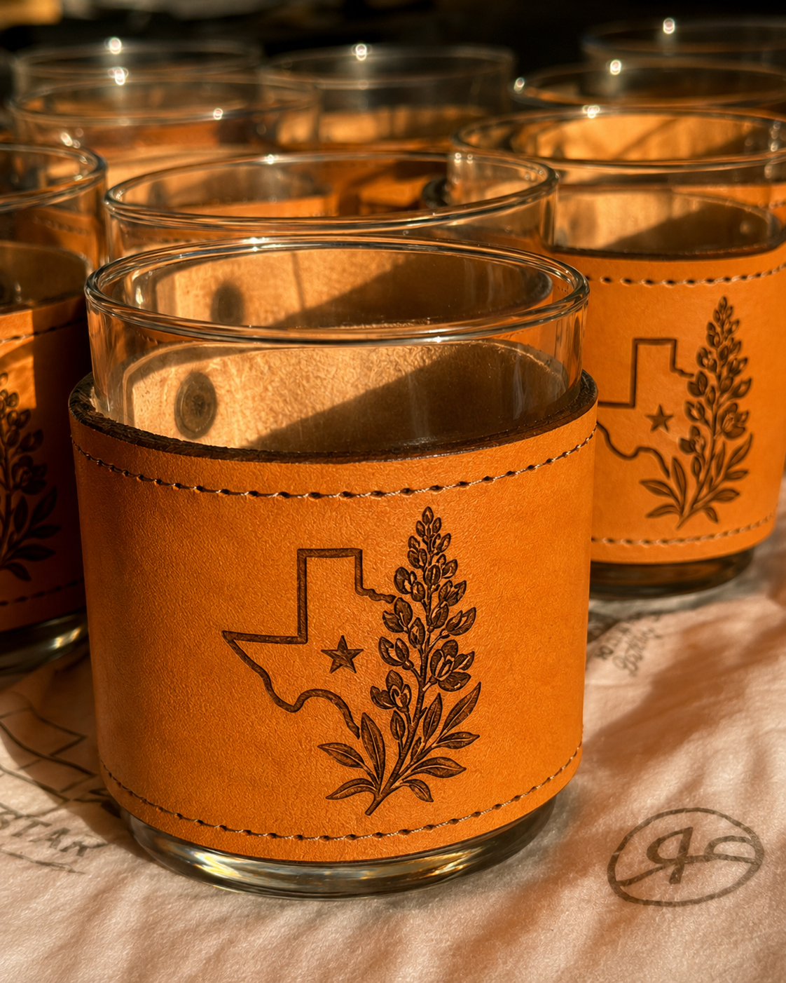Leather Wrapped Whiskey Rocks Glasses