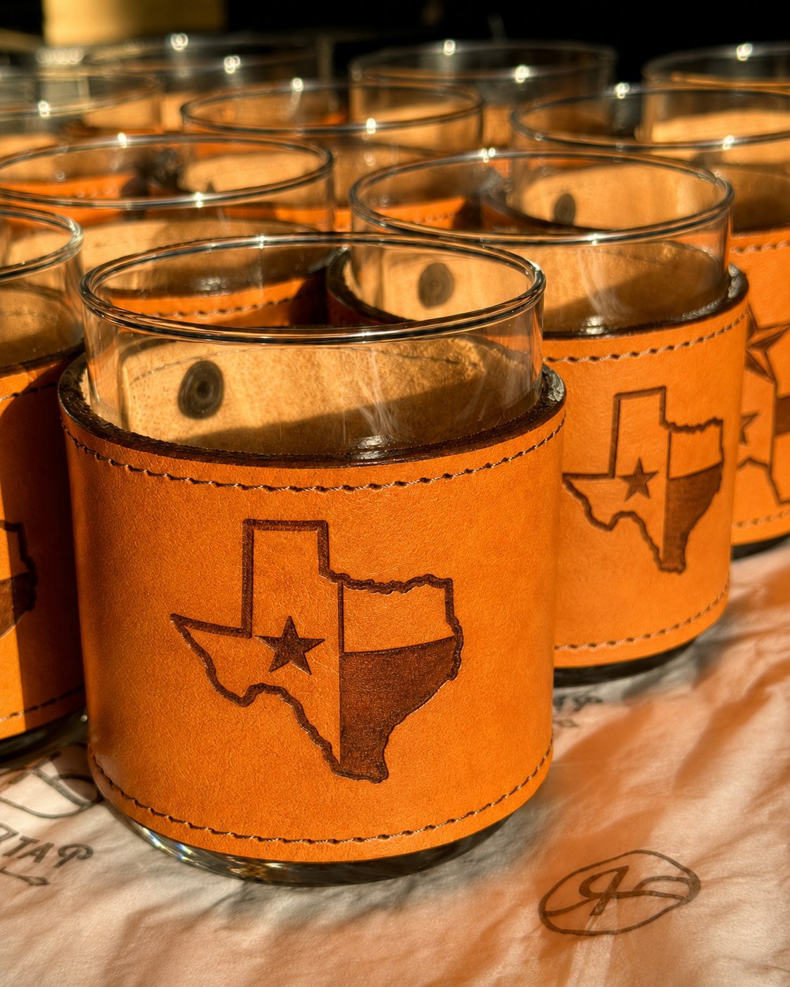 Leather Wrapped Whiskey Rocks Glasses