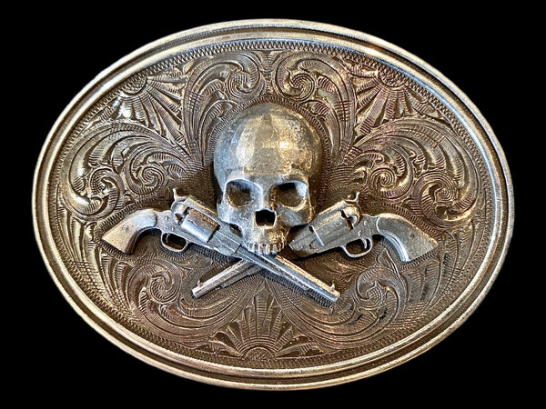 Skull and Crossed Pistols - Solid Silver