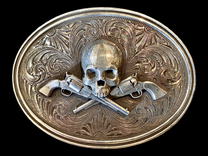 Cowboy Skull & Guns Buckle