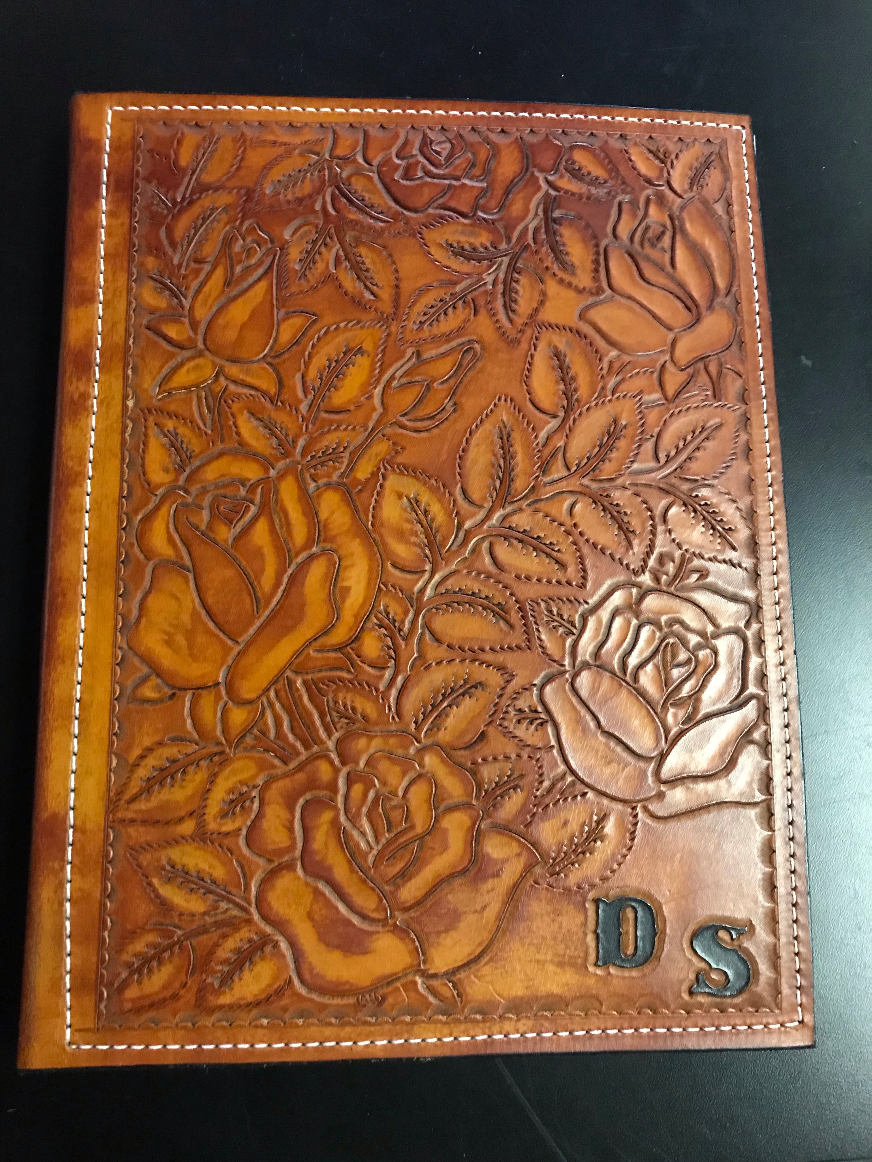 Vintage tooled outlets leather Folder / Large Portfolio Made in Bulgaria